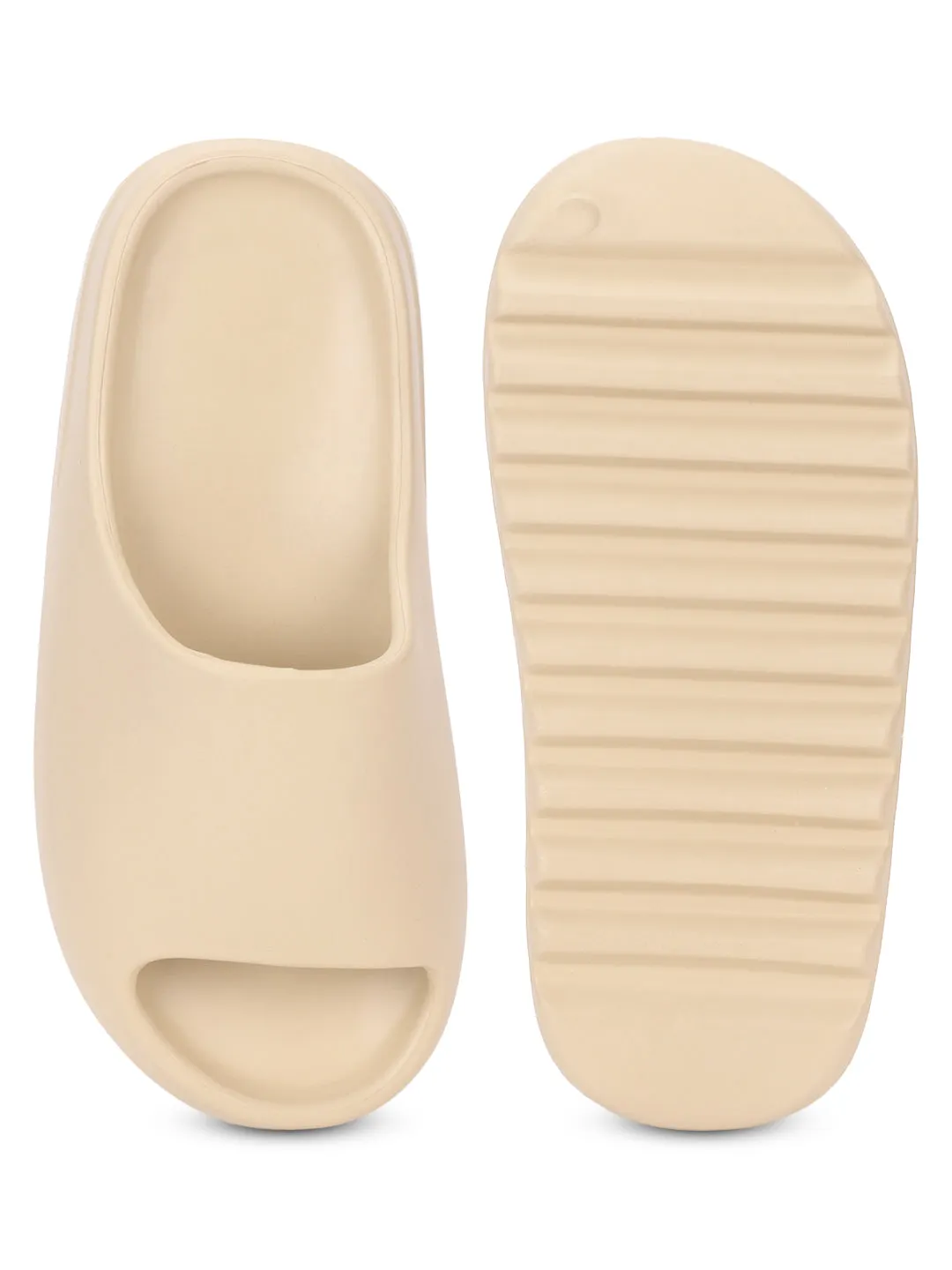 Mules à bout ouvert en PU couleur os (TC-RS3091-BON)