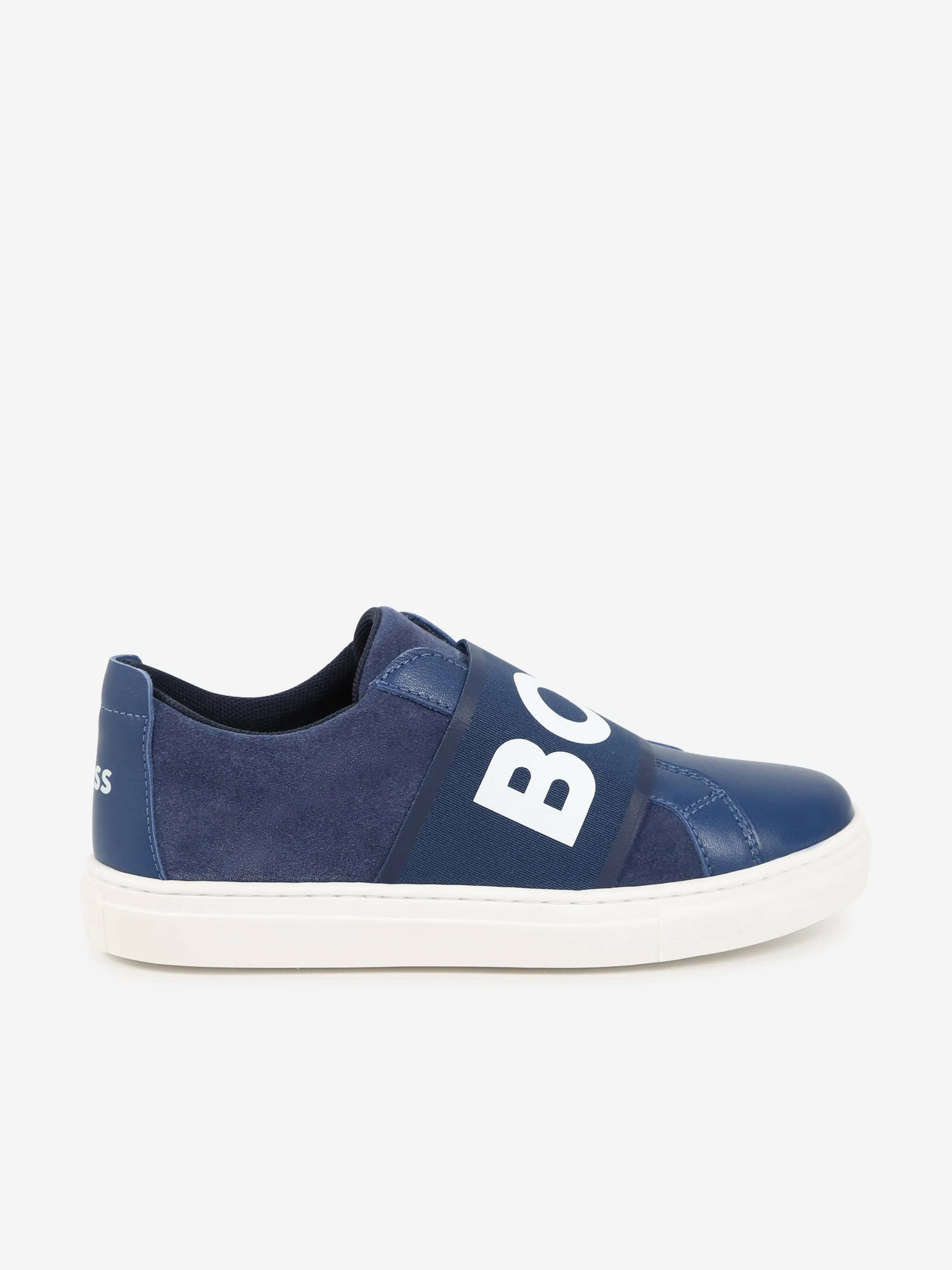 Baskets en cuir BOSS Boys avec logo en bleu