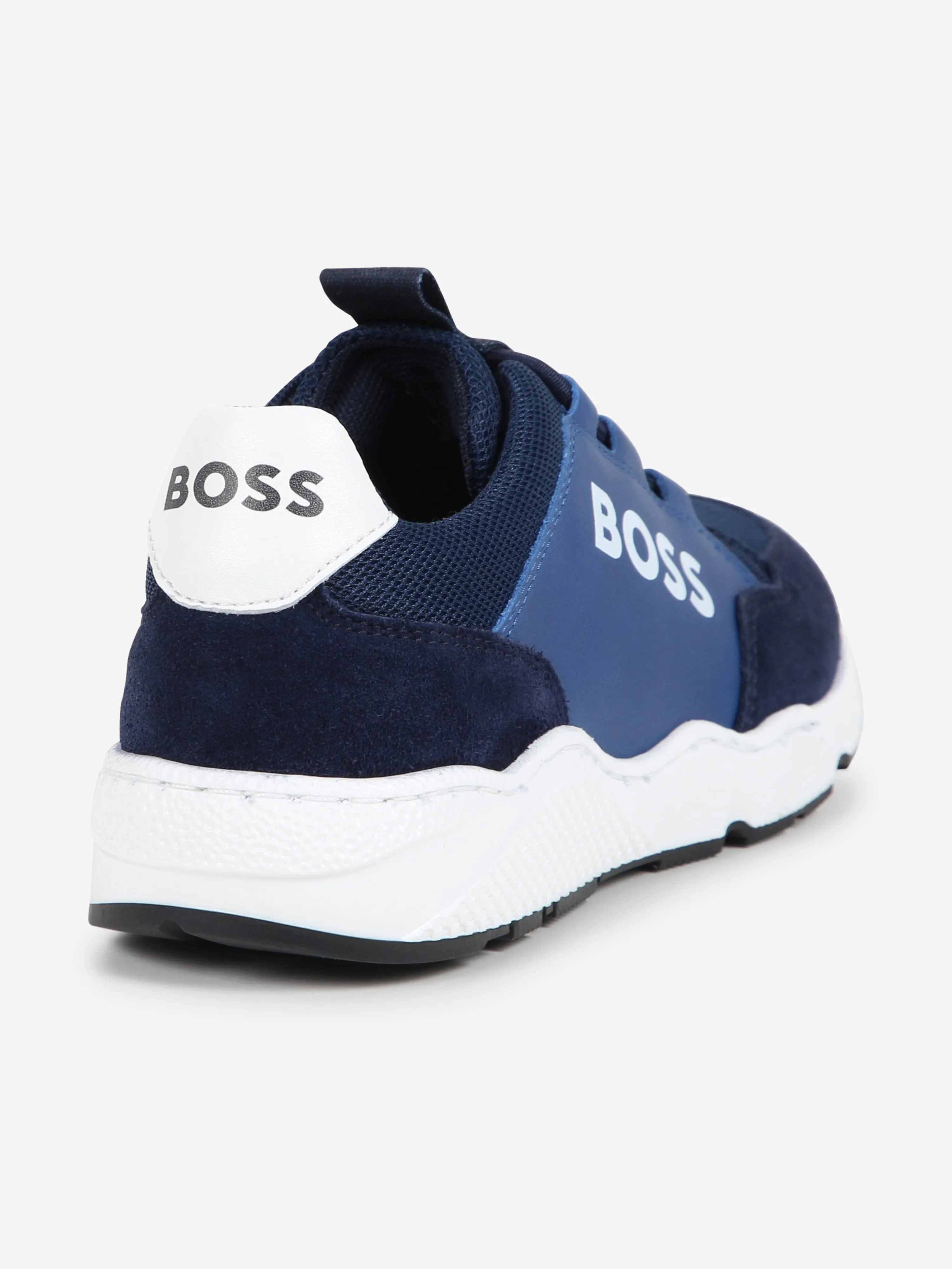 Baskets en cuir BOSS Boys avec logo en bleu