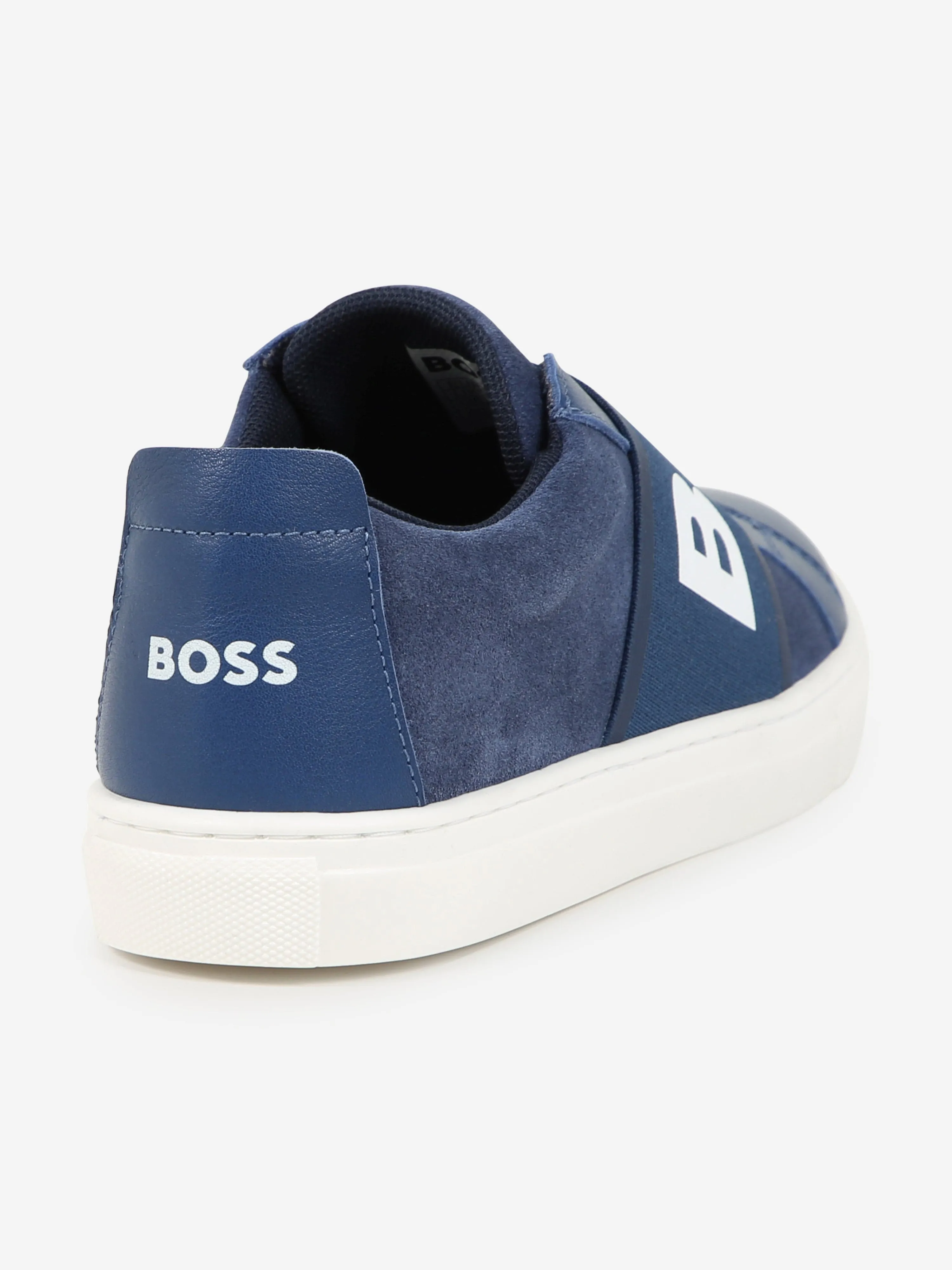 Baskets en cuir BOSS Boys avec logo en bleu