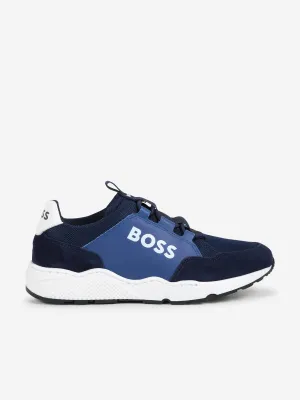 Baskets en cuir BOSS Boys avec logo en bleu