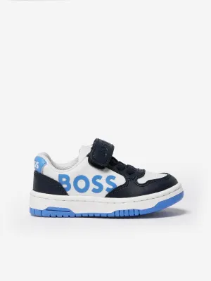 Baskets en cuir BOSS Boys avec logo en bleu marine
