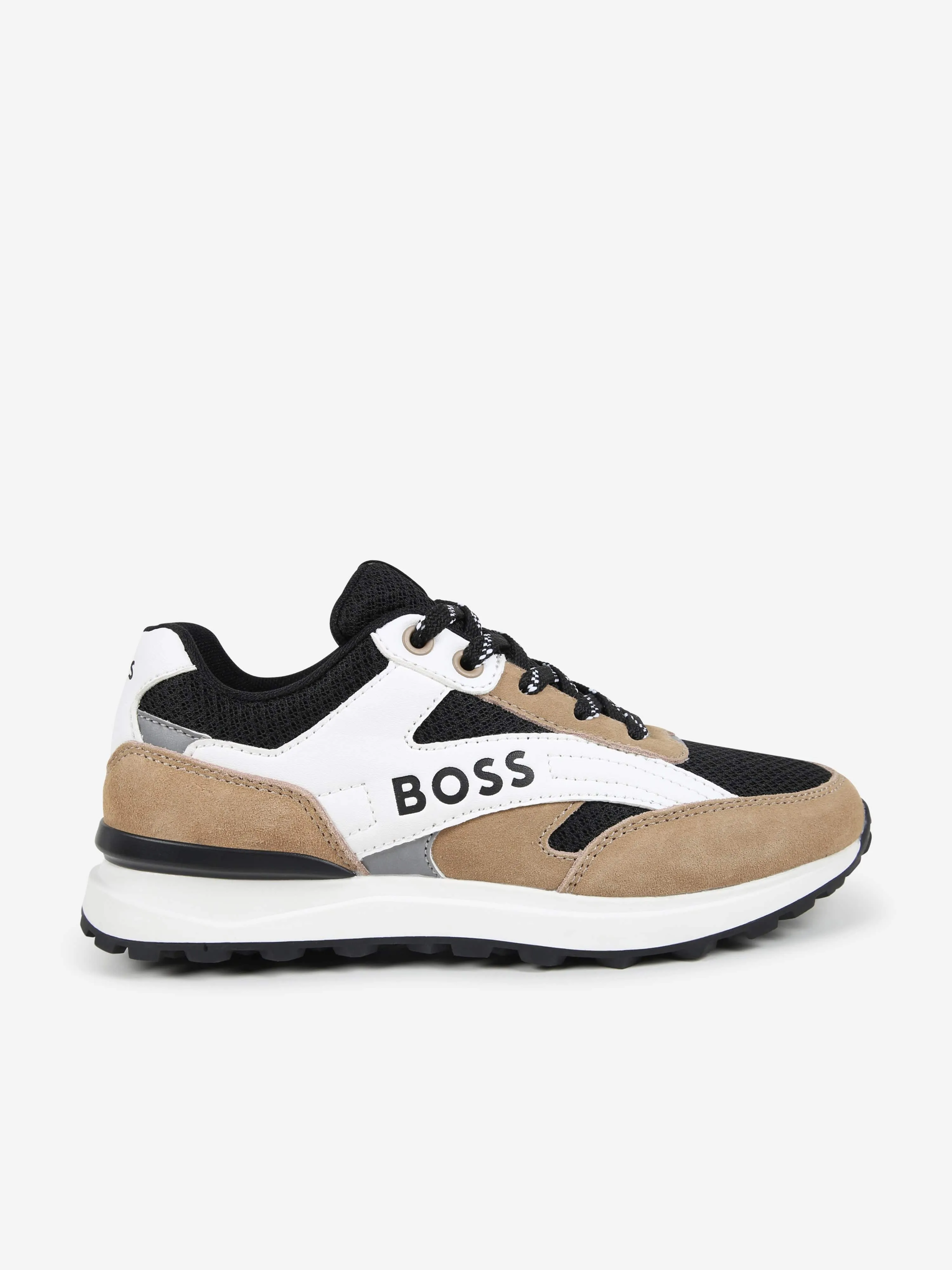 Baskets BOSS Boys en Mesh et Cuir Noir