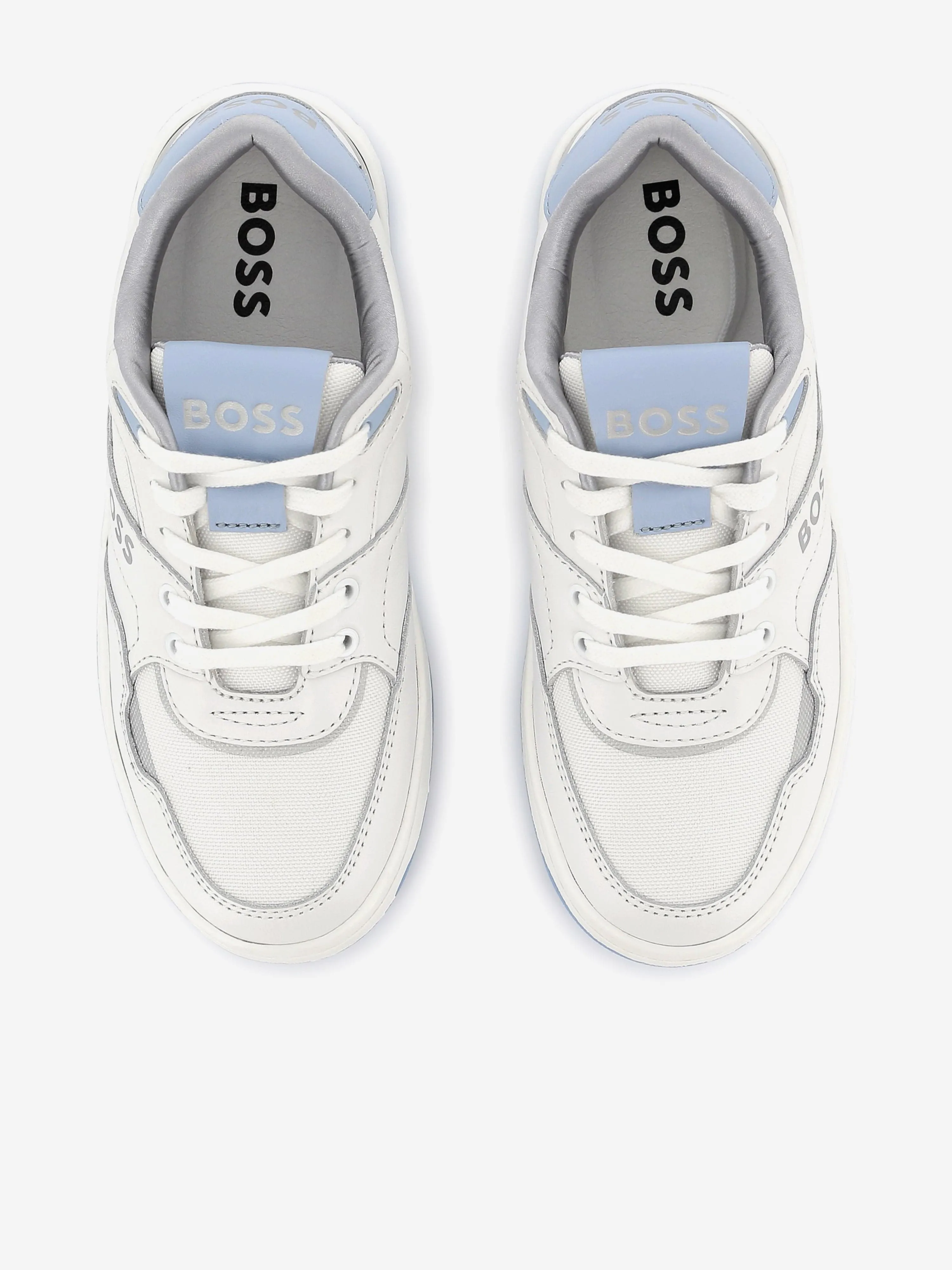 BOSS Kids Baskets à Lacets avec Logo en Blanc
