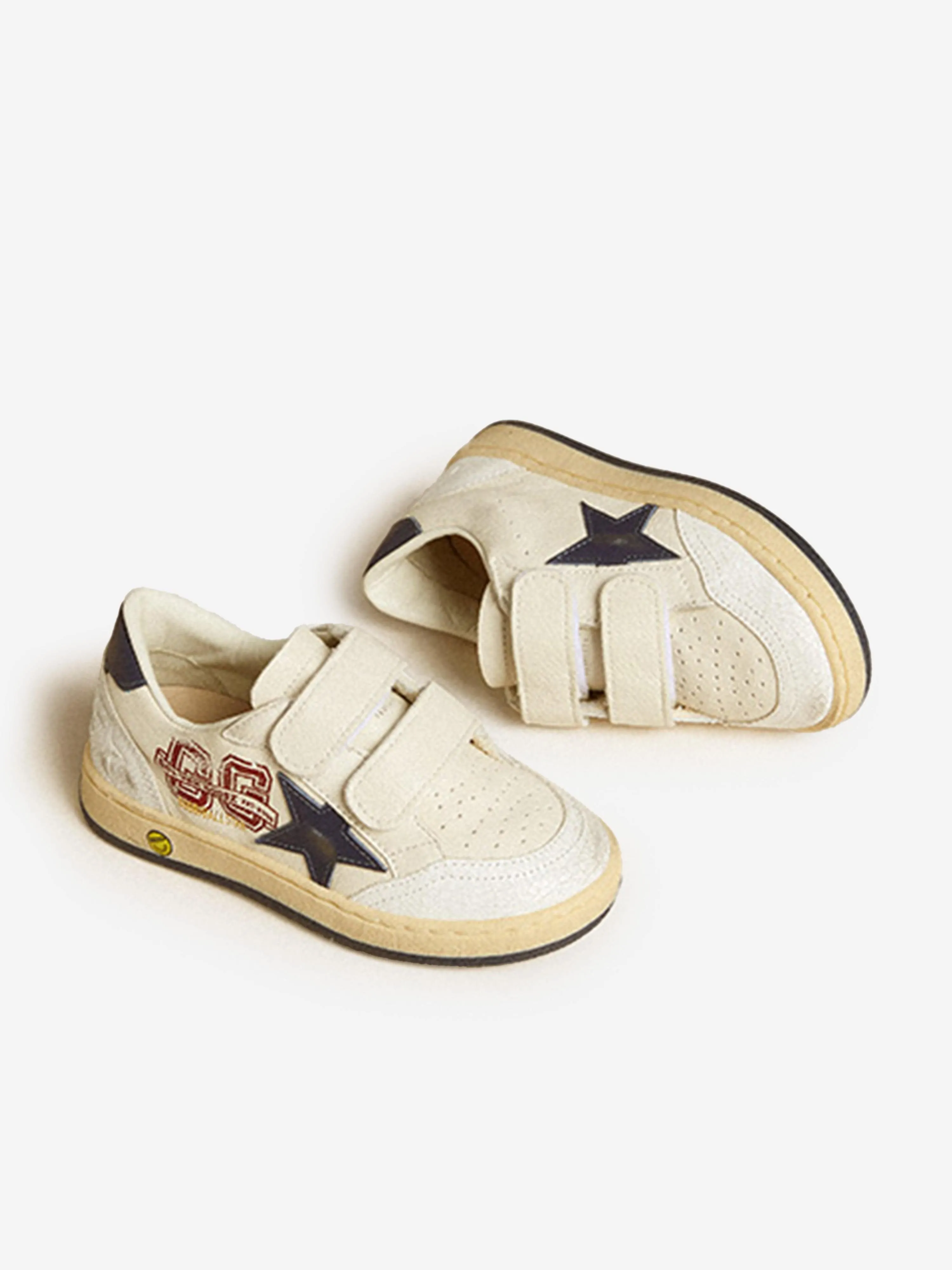 Baskets à lanières en cuir Ballstar pour garçons en blanc