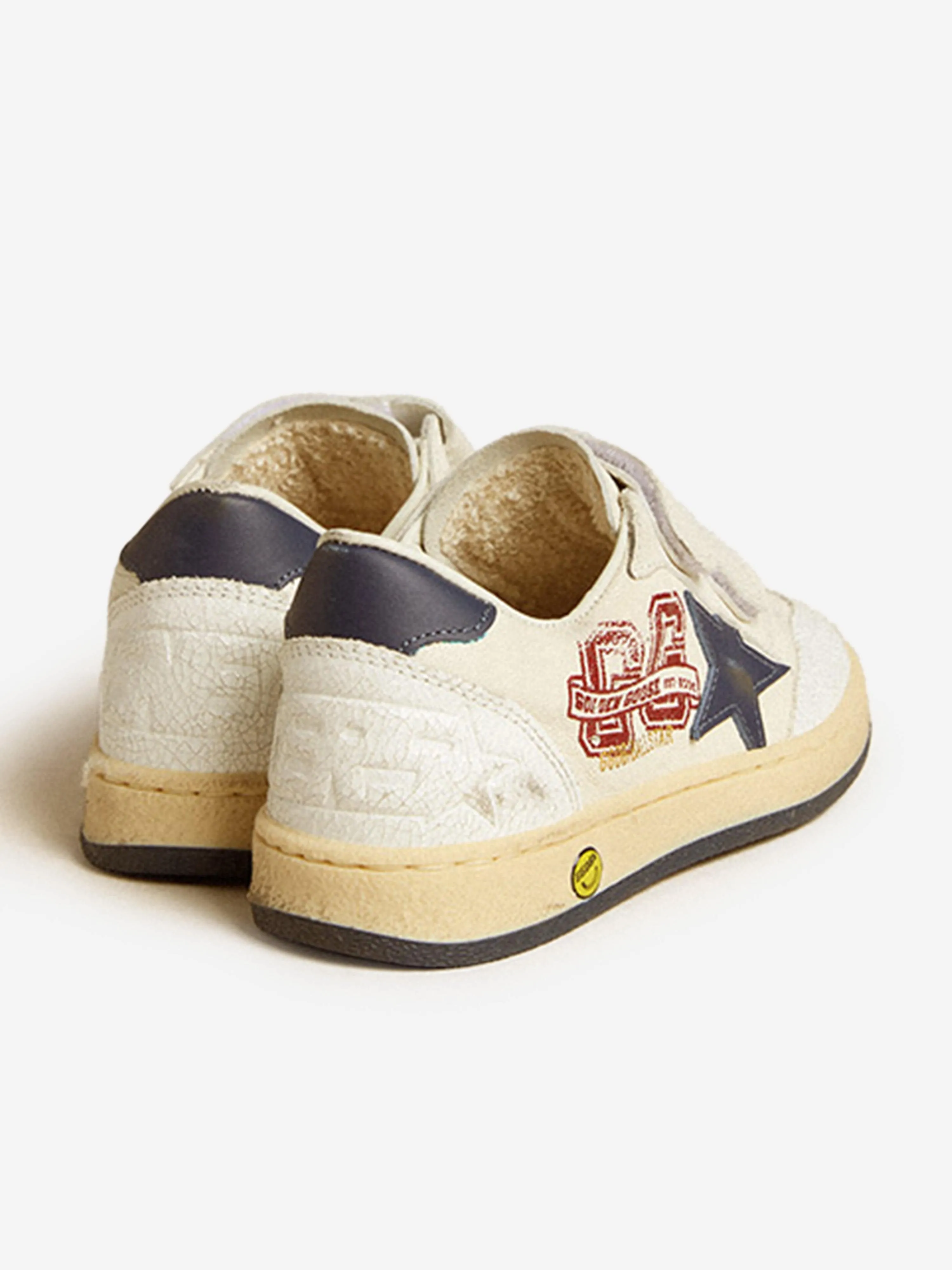 Baskets à lanières en cuir Ballstar pour garçons en blanc