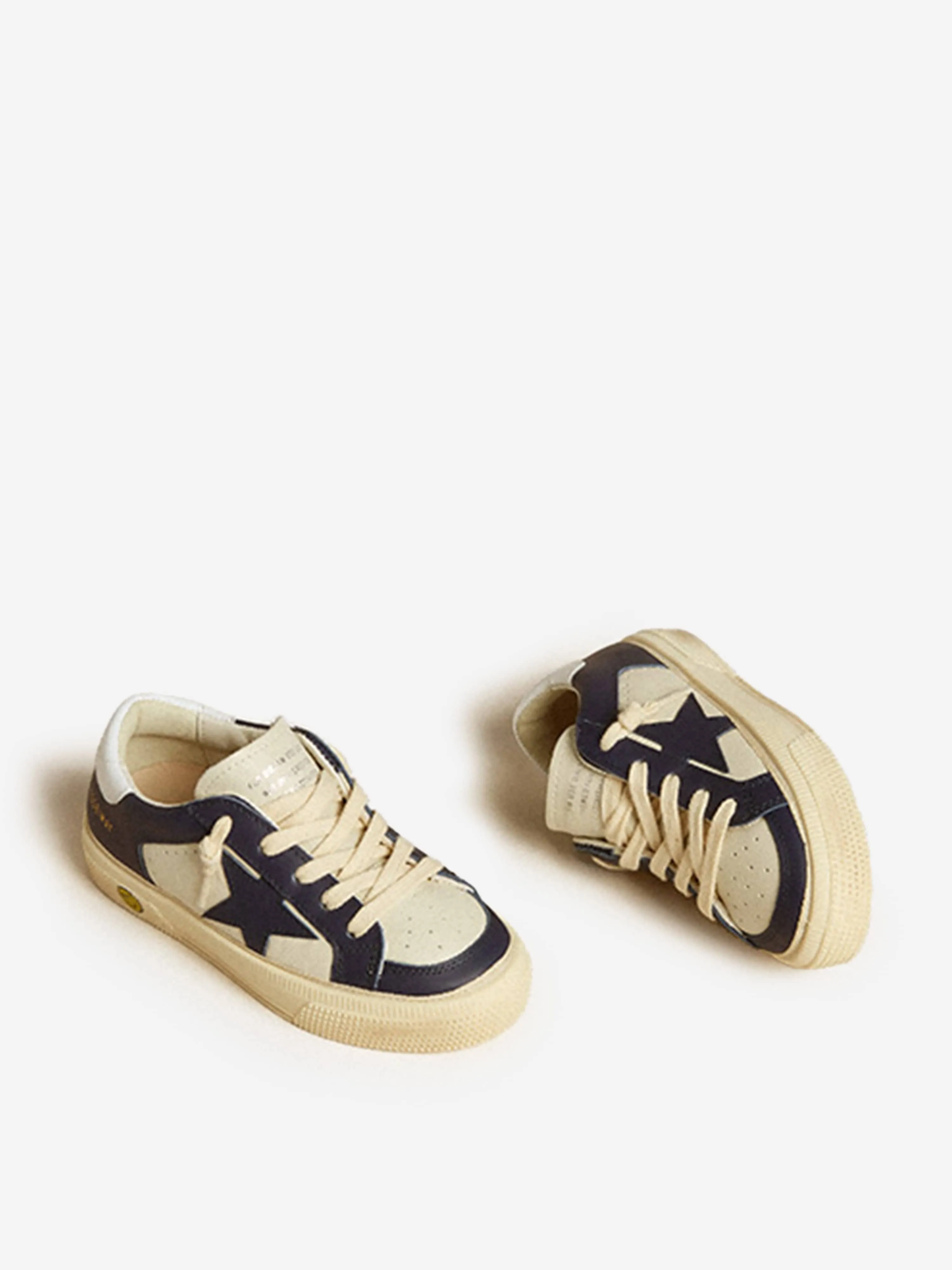 Chaussures de sport en cuir bleu pour garçons avec quartiers doubles et renfort au niveau des orteils