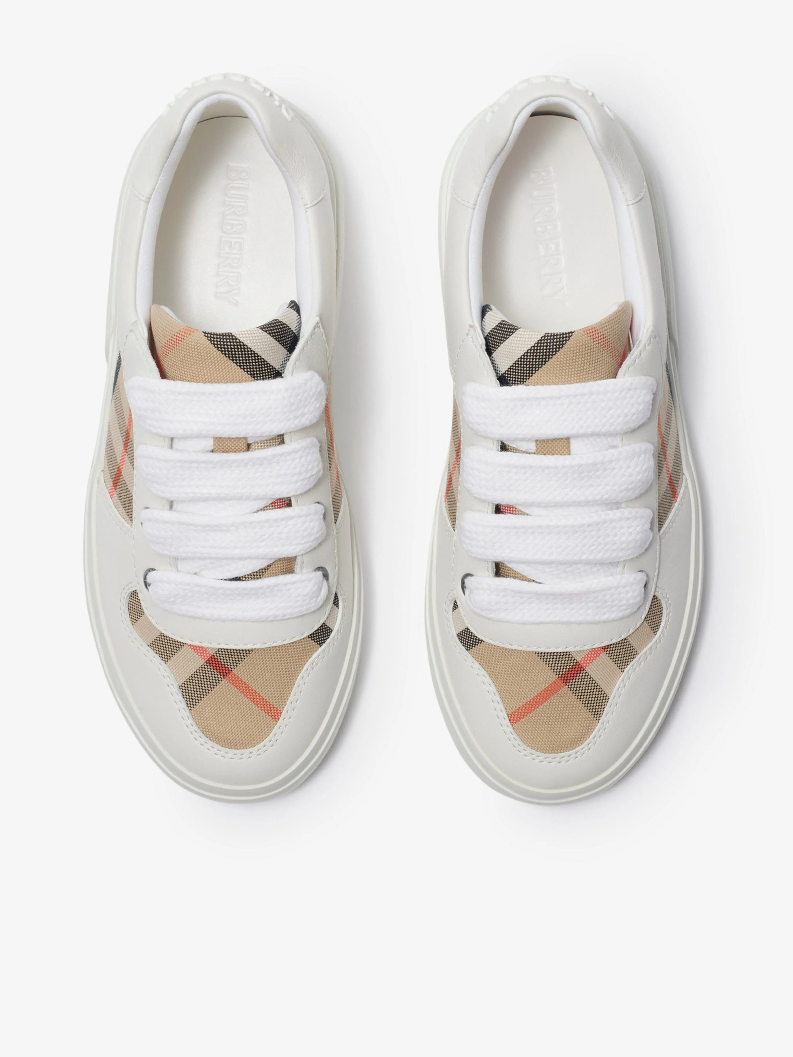 Baskets Burberry Kids Noah à lacets à carreaux blanches