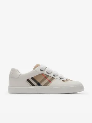 Baskets Burberry Kids Noah à lacets à carreaux blanches