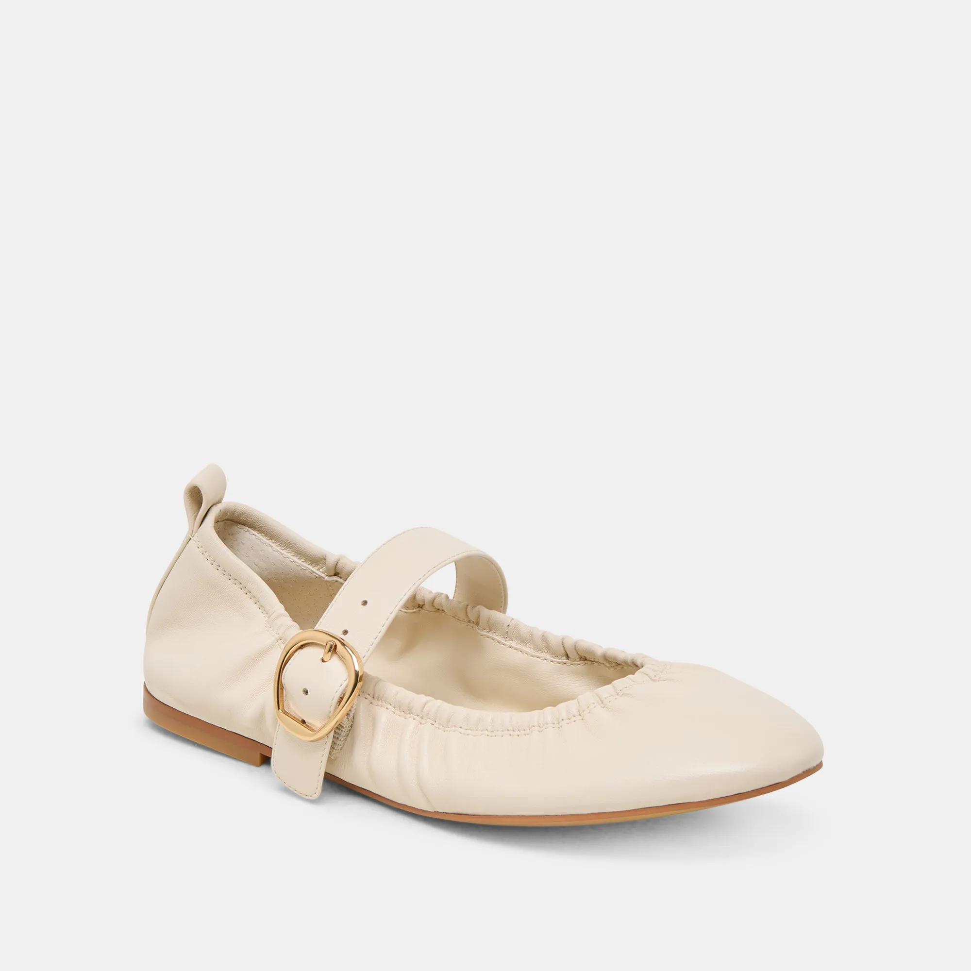 CAELY BALLET FLATS EN CUIR BONE