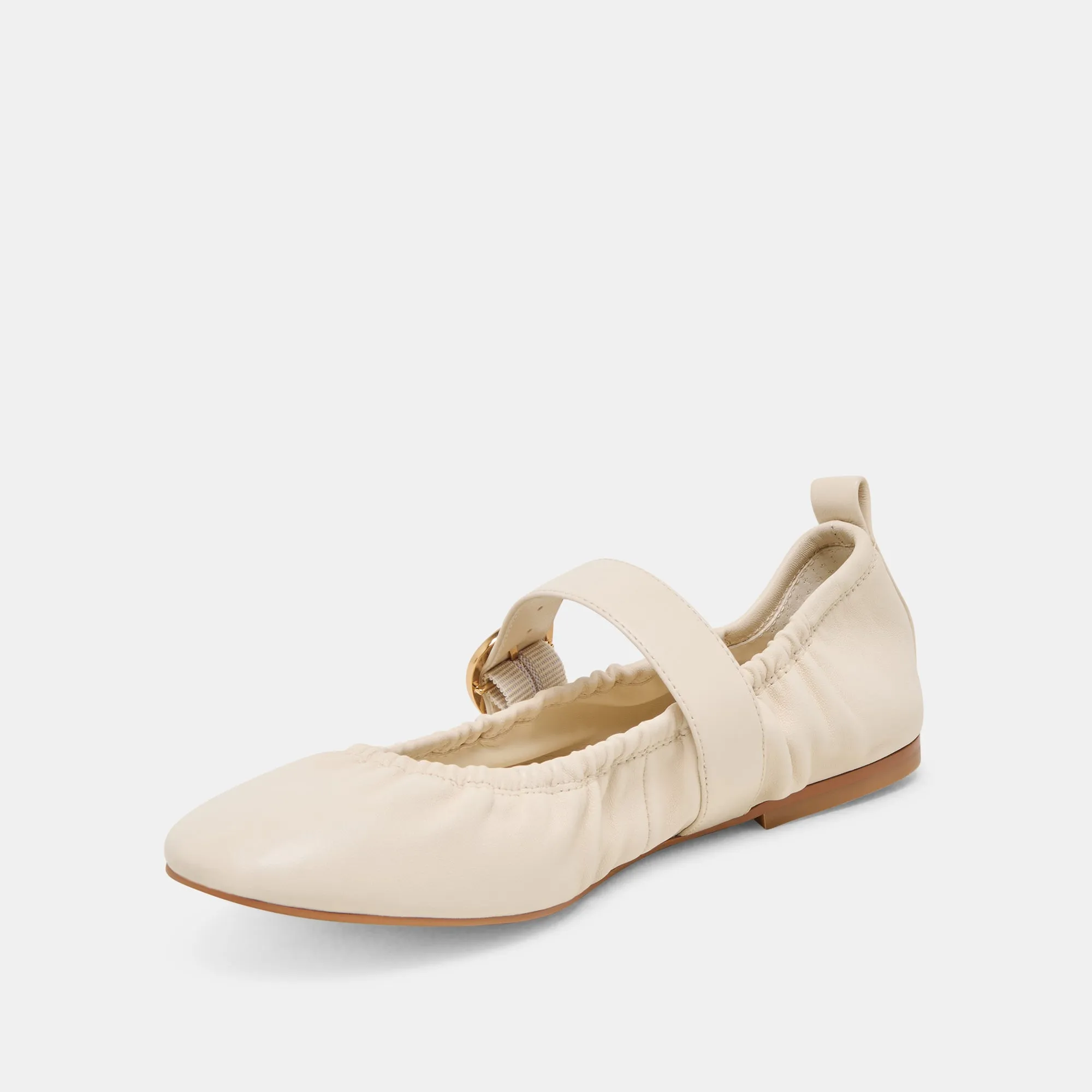 CAELY BALLET FLATS EN CUIR BONE