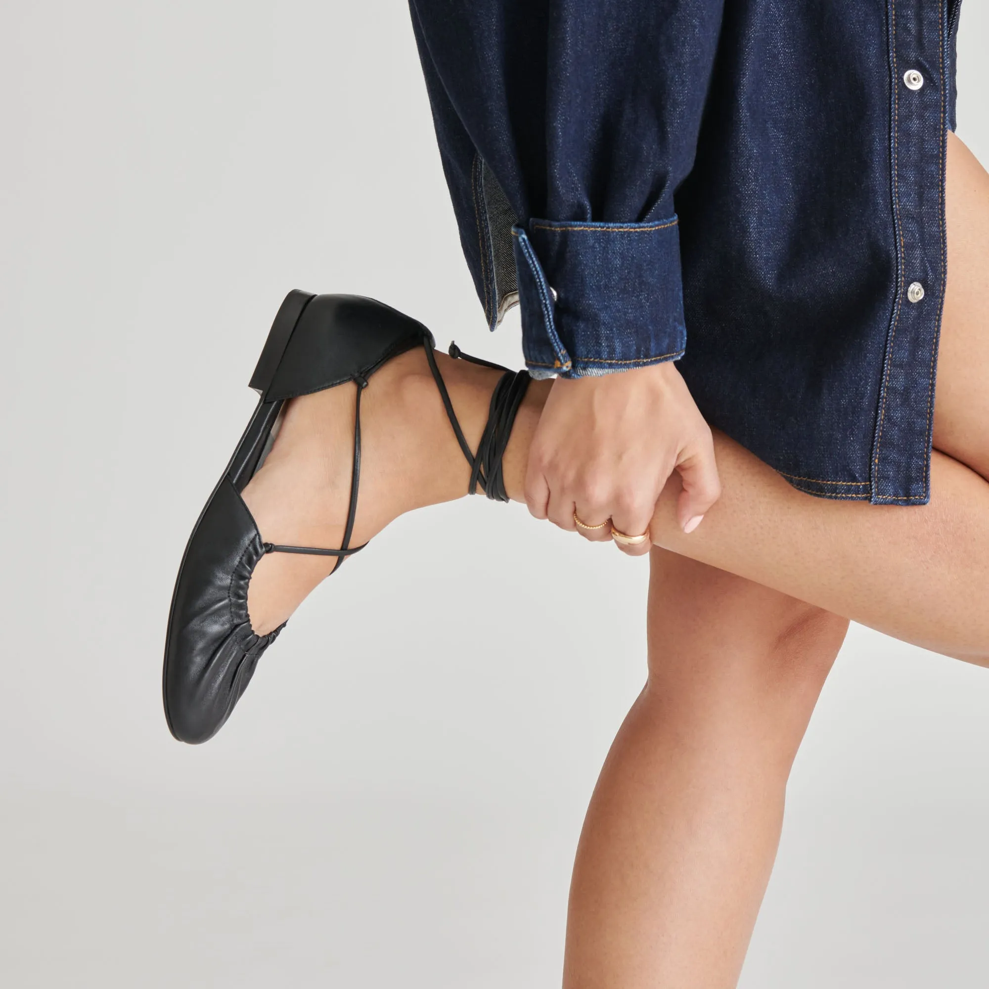BALLERINES CANCUN EN CUIR NOIR