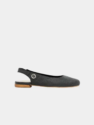 Escarpins Sling Back en Simili-Cuir Végétal Piñatex® Cannes | Charbon