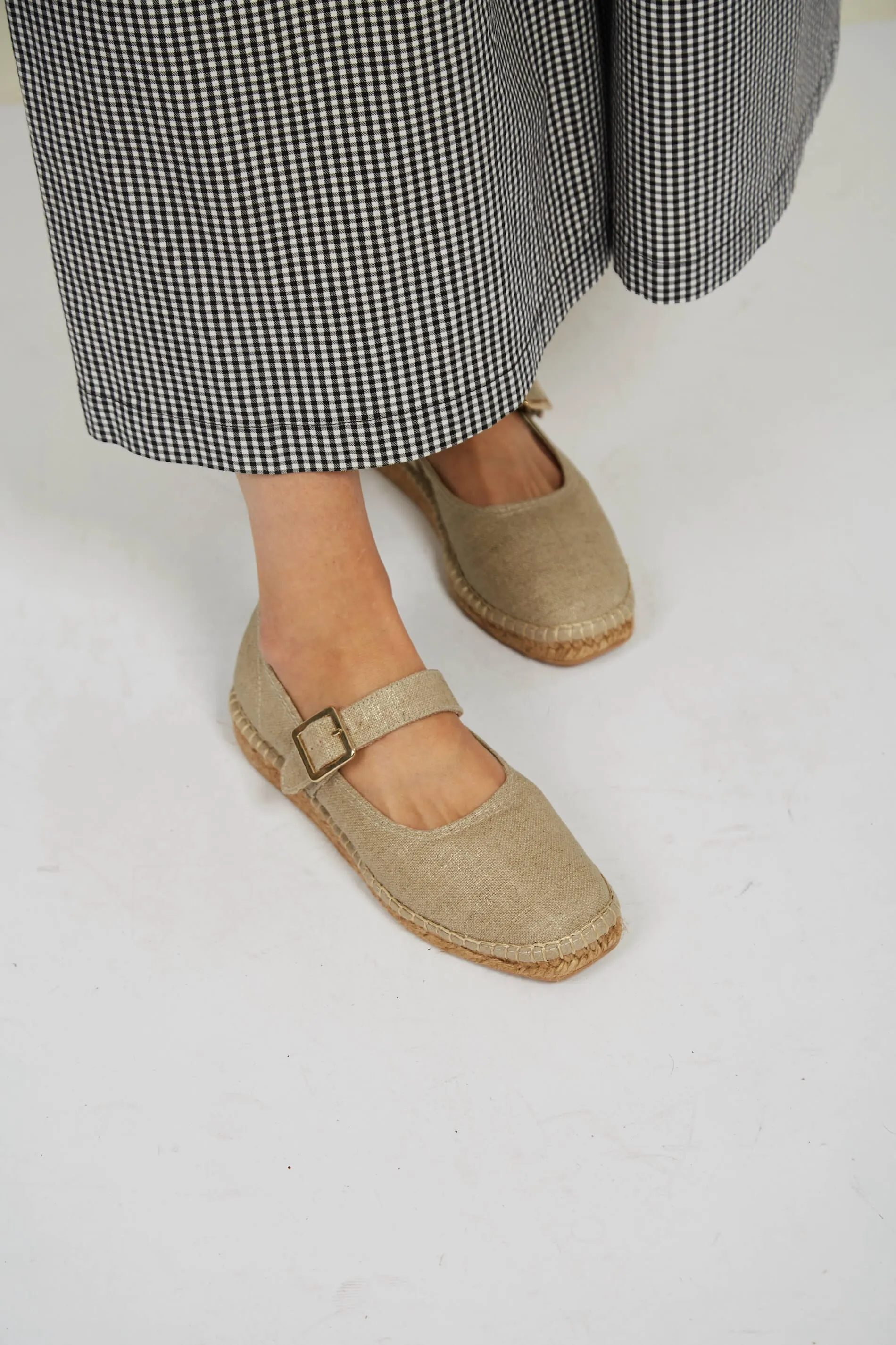 Chinchon Vegan Éco-Suede & Jute Ballerines | Lin Naturel