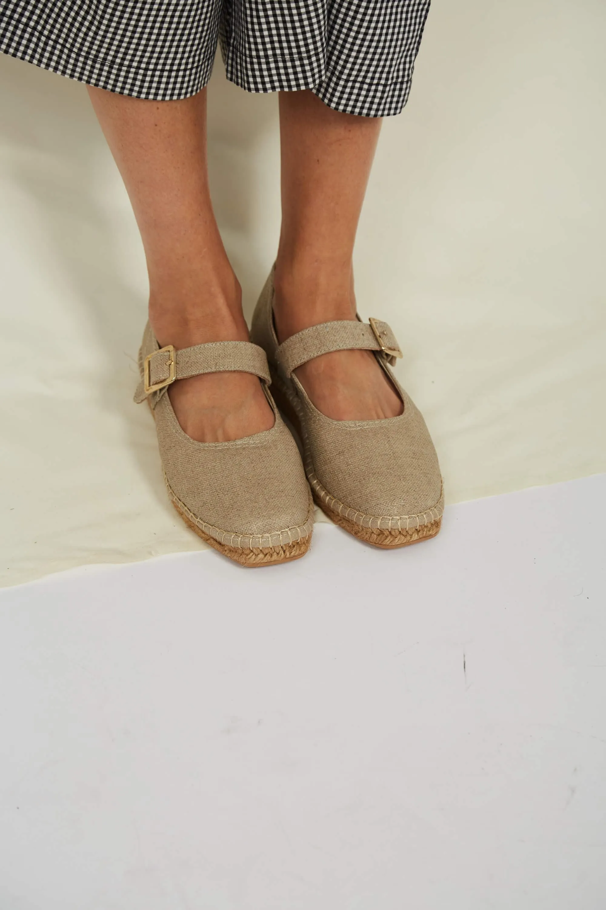 Chinchon Vegan Éco-Suede & Jute Ballerines | Lin Naturel