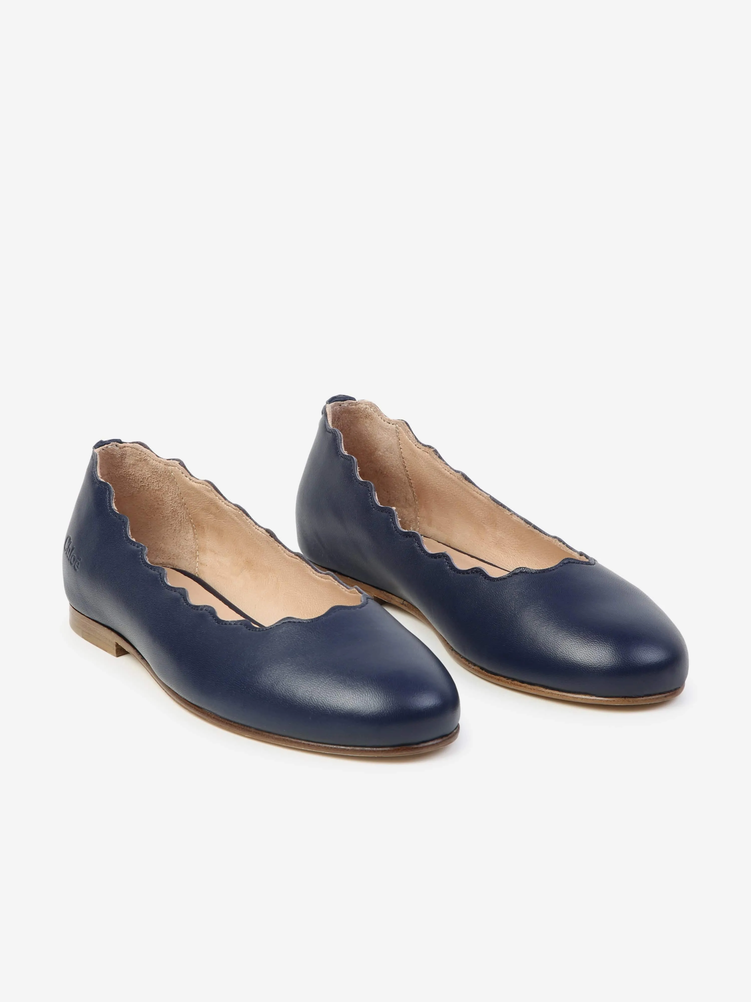 Chloé Ballerines en Cuir pour Filles en Bleu Marine
