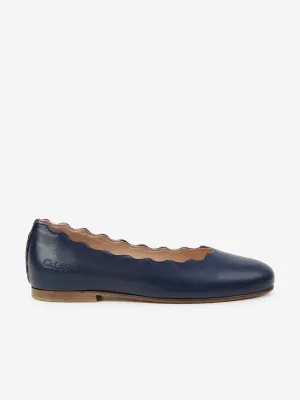 Chloé Ballerines en Cuir pour Filles en Bleu Marine