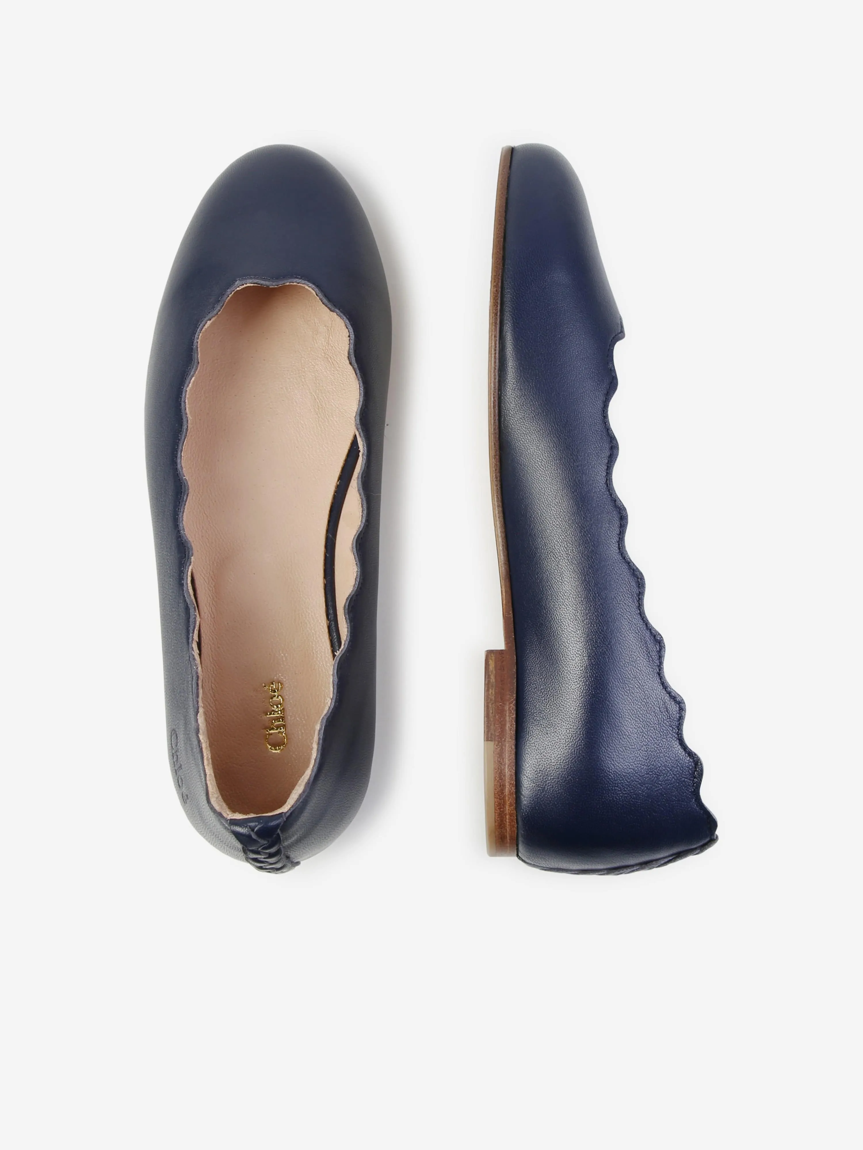 Chloé Ballerines en Cuir pour Filles en Bleu Marine