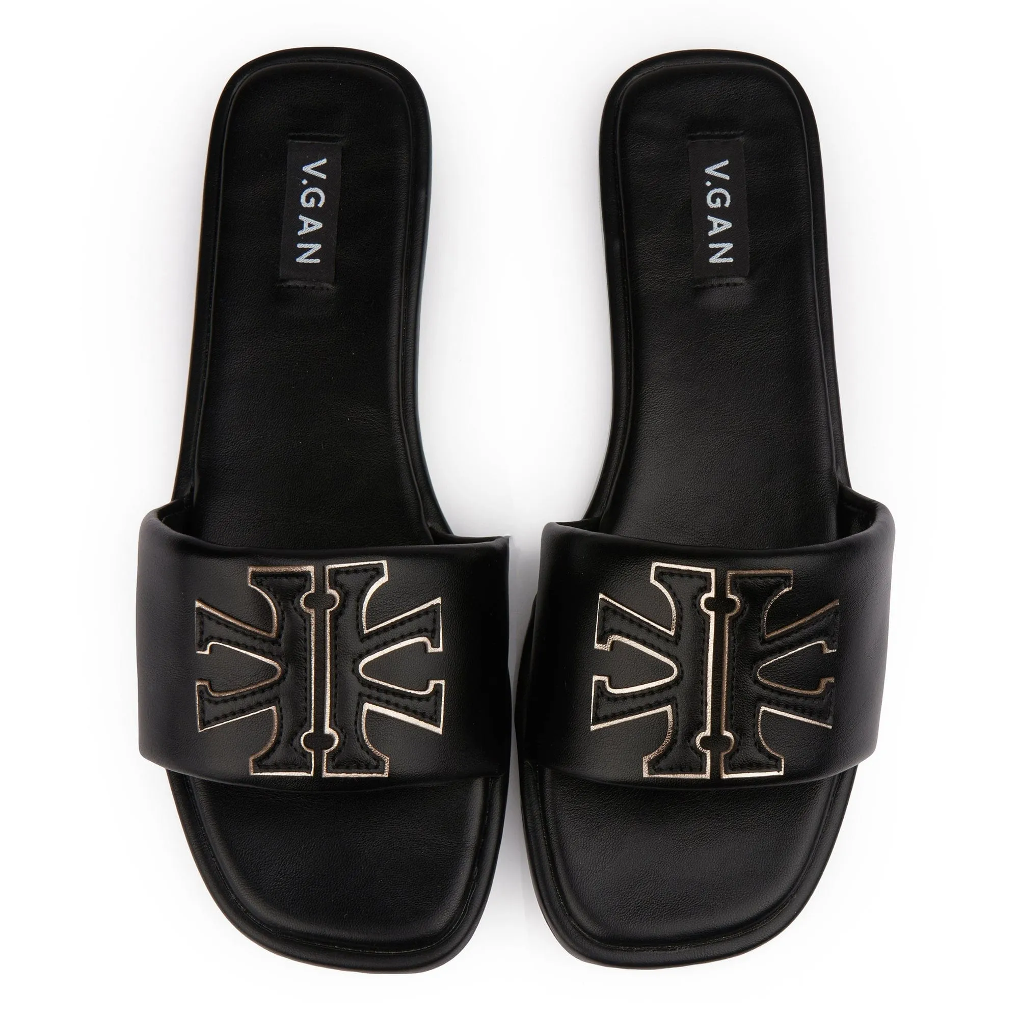 Sandales à glissière en similicuir avec logo Choy pour femmes | Noir
