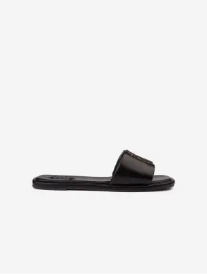 Sandales à glissière en similicuir avec logo Choy pour femmes | Noir