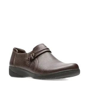 Clarks Femme Cheyn Madi Mocassin en Cuir Marron Foncé