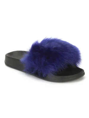 Glisseurs en Fourrure Noire Cobalt