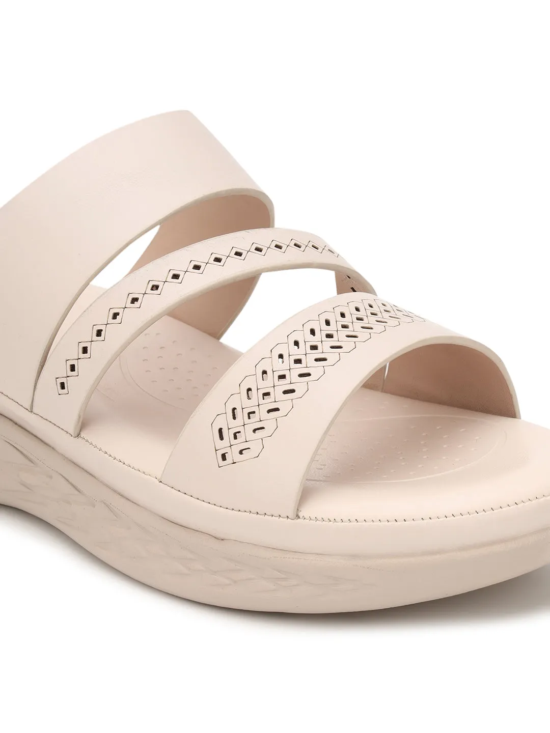 Ballerines en PU crème à enfiler (TC-ST-021-CRM)