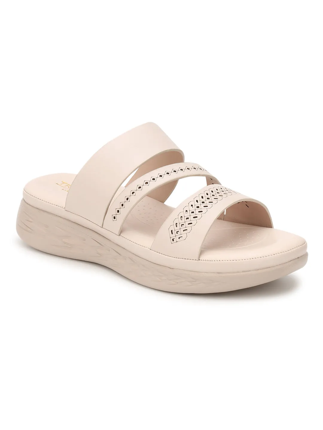 Ballerines en PU crème à enfiler (TC-ST-021-CRM)