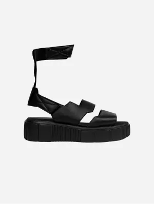 Sandales plateforme en cuir de cactus vegan audacieux Desserto® | Noir