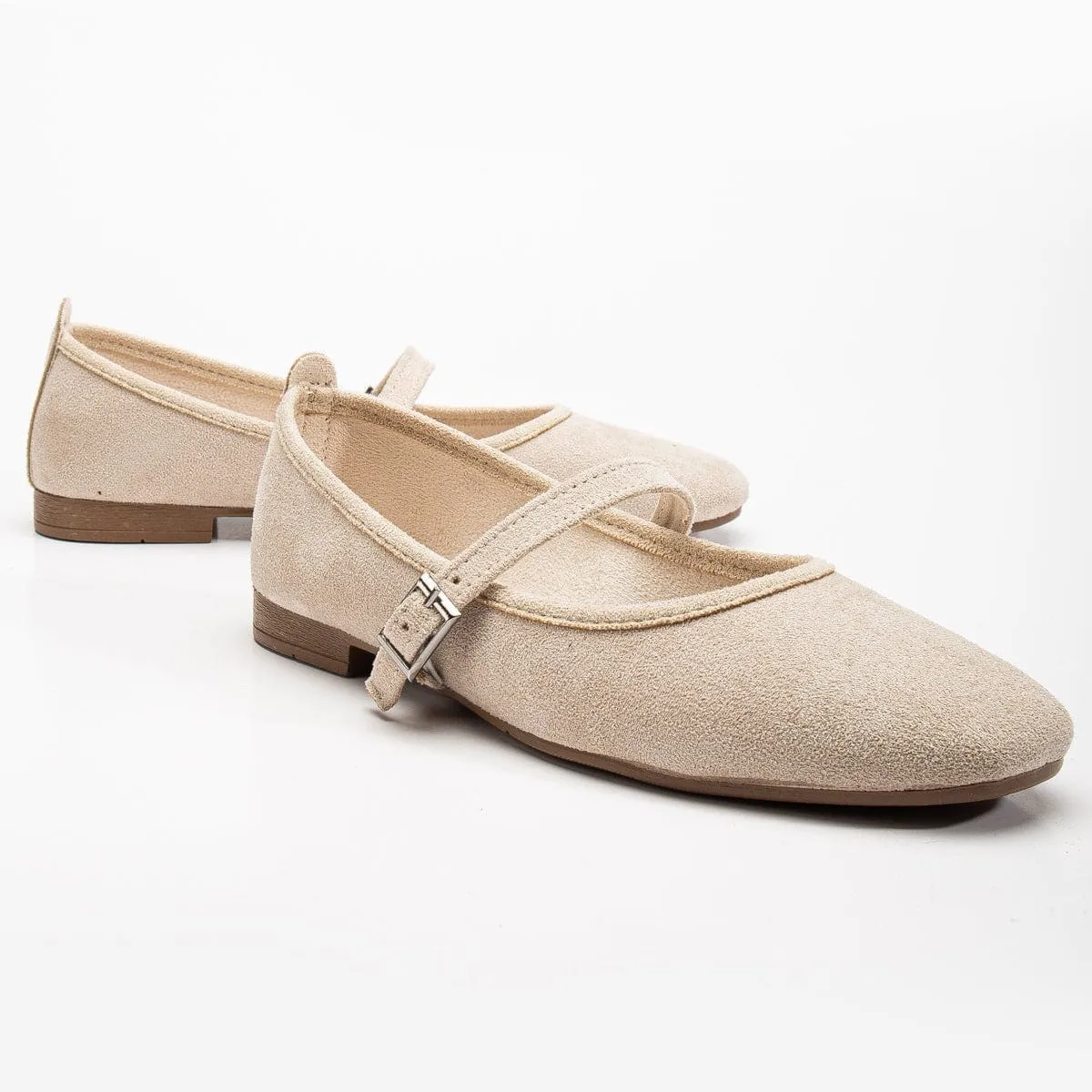Escarpins Emilie Vegan en Suédine Mary Jane | Beige