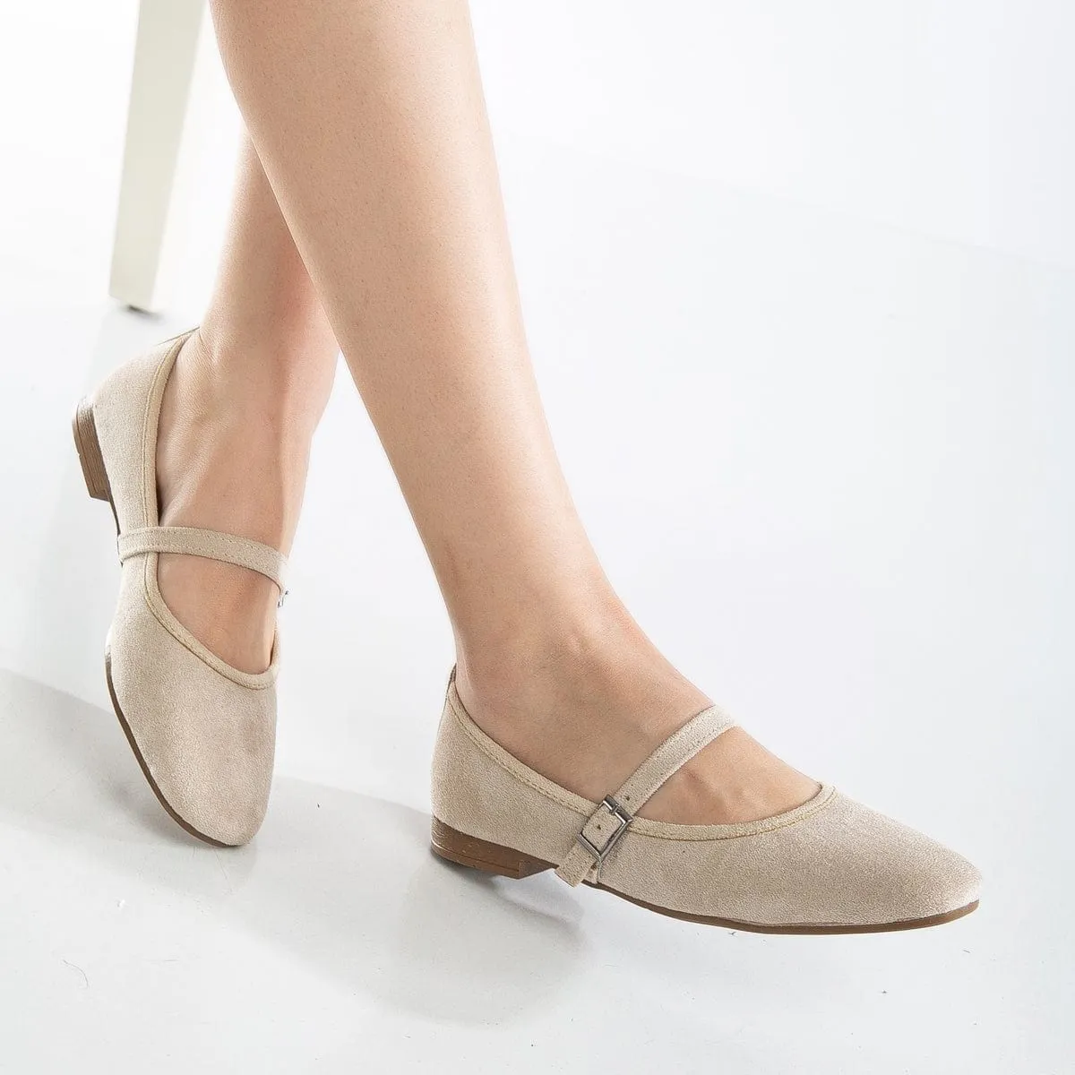 Escarpins Emilie Vegan en Suédine Mary Jane | Beige