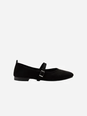 Emilie Ballerines Vegan en Suédine Mary Jane | Noir
