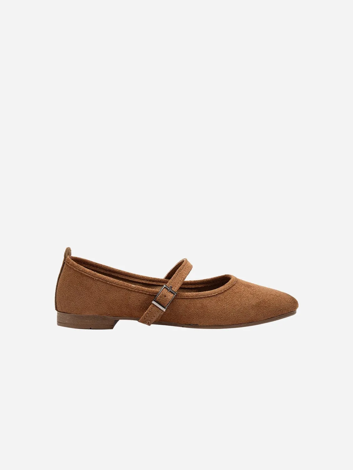 Emilie Vegan Similicuir Ballerines Mary Jane | Marron Cognac