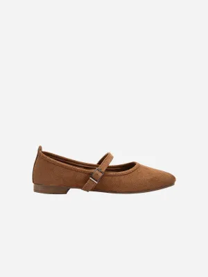 Emilie Vegan Similicuir Ballerines Mary Jane | Marron Cognac