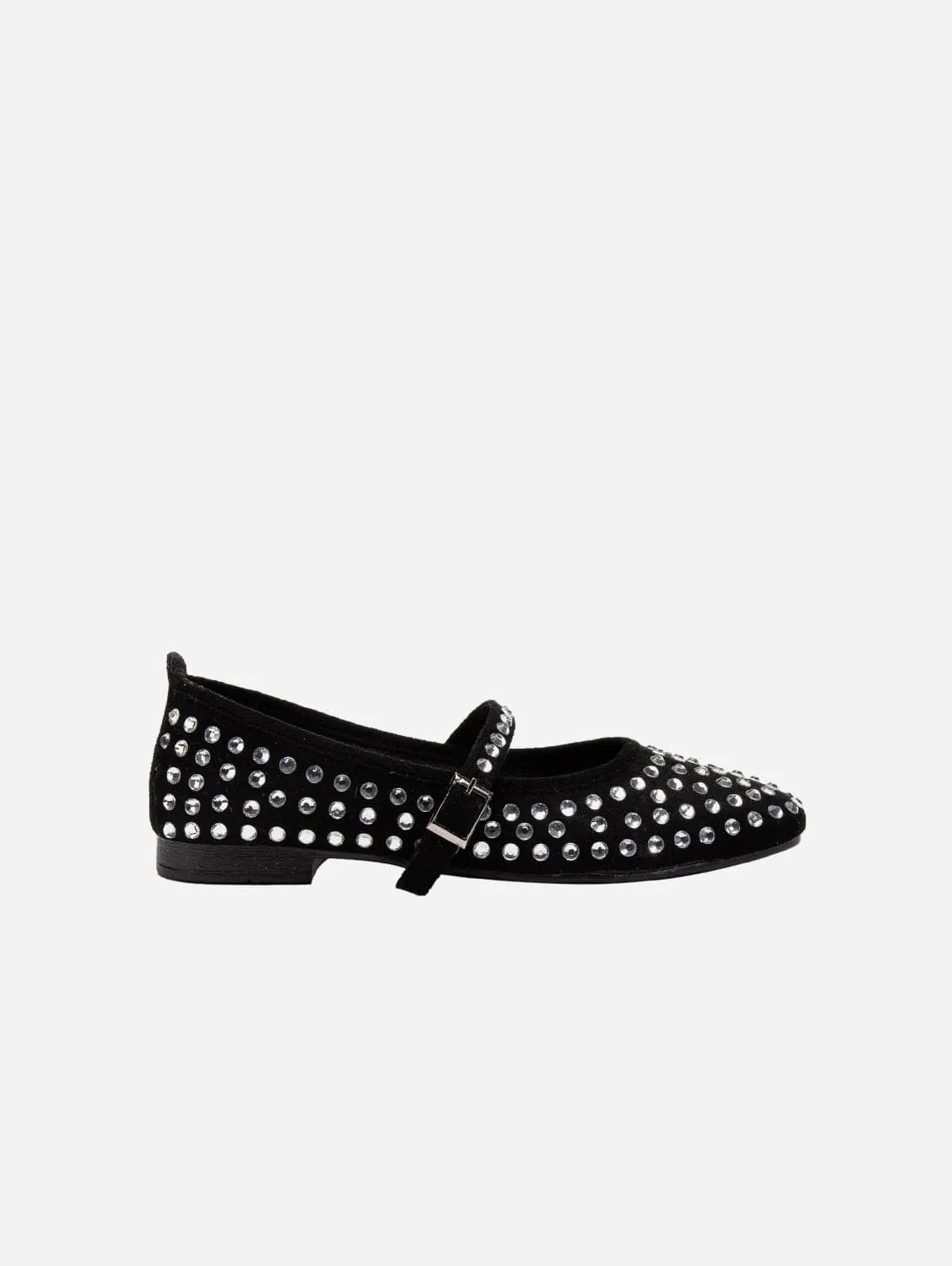 Emilie Vegan Suede Mary Jane Flats | Cristaux cloutés