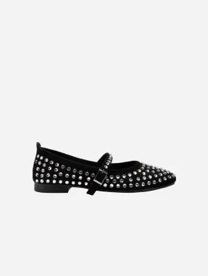 Emilie Vegan Suede Mary Jane Flats | Cristaux cloutés