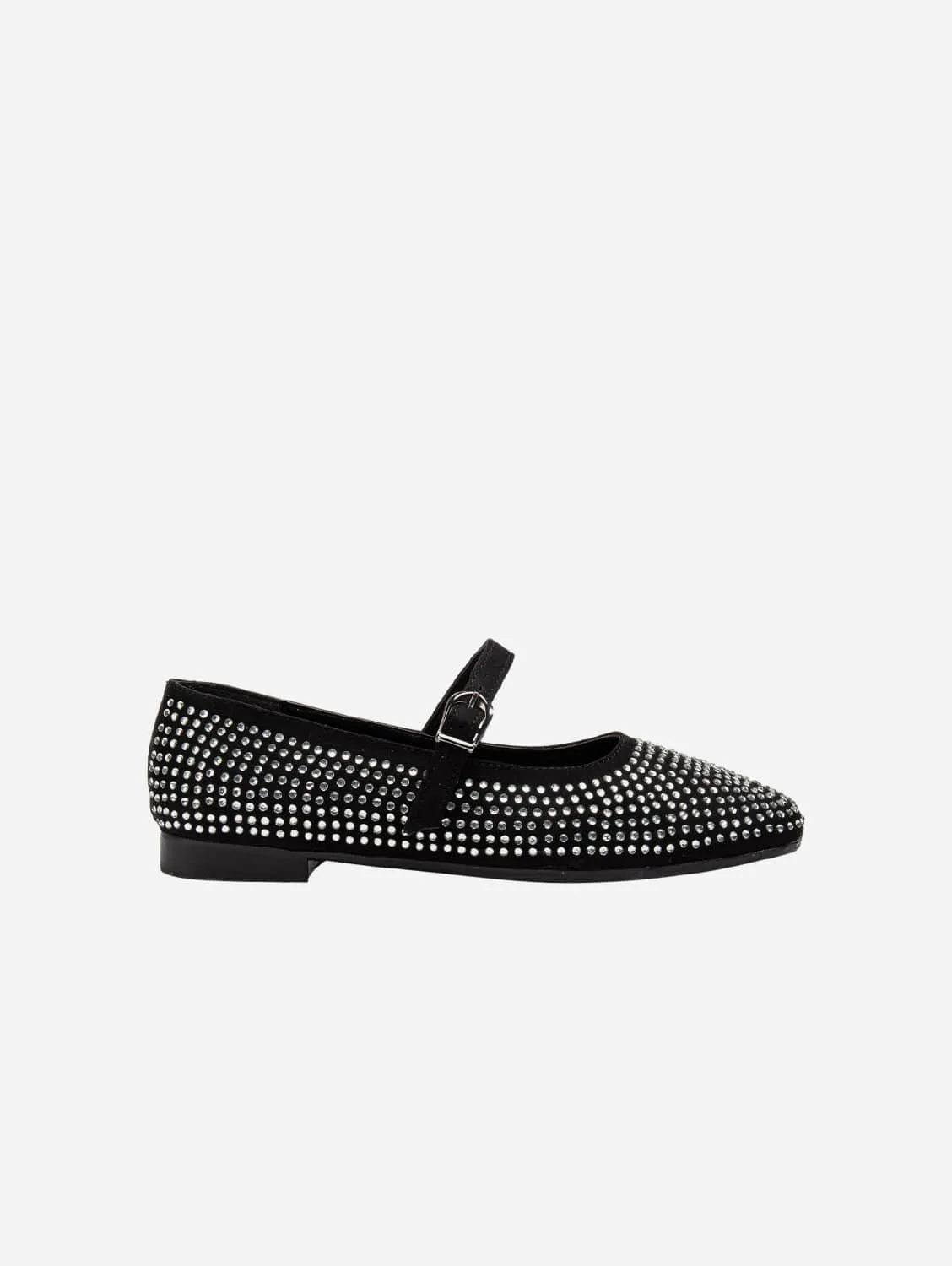 Emilie Vegan Suede Mary Jane Flats | Mini Cristal Clouté