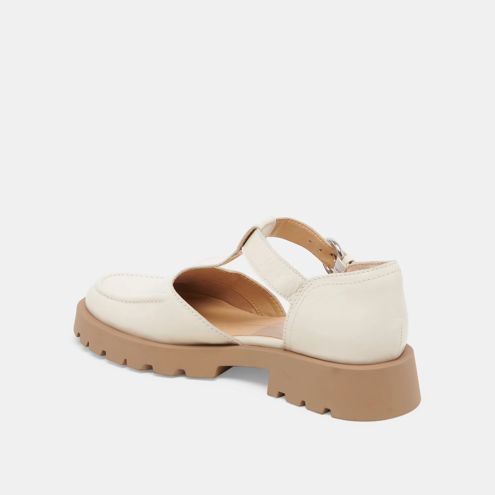 EMILIO FLATS CUIR VERNIS CREME A EFFET FROISSE