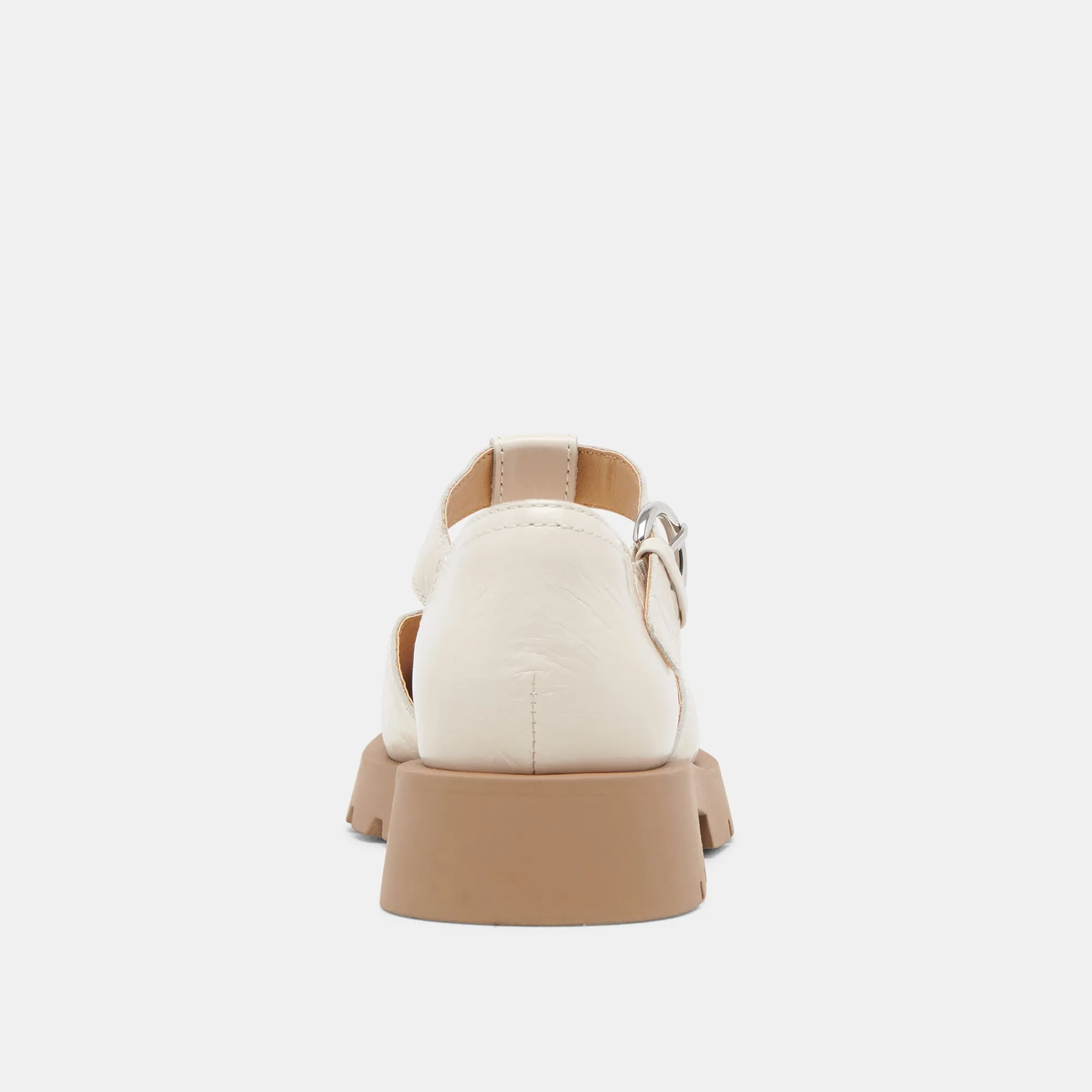 EMILIO FLATS CUIR VERNIS CREME A EFFET FROISSE