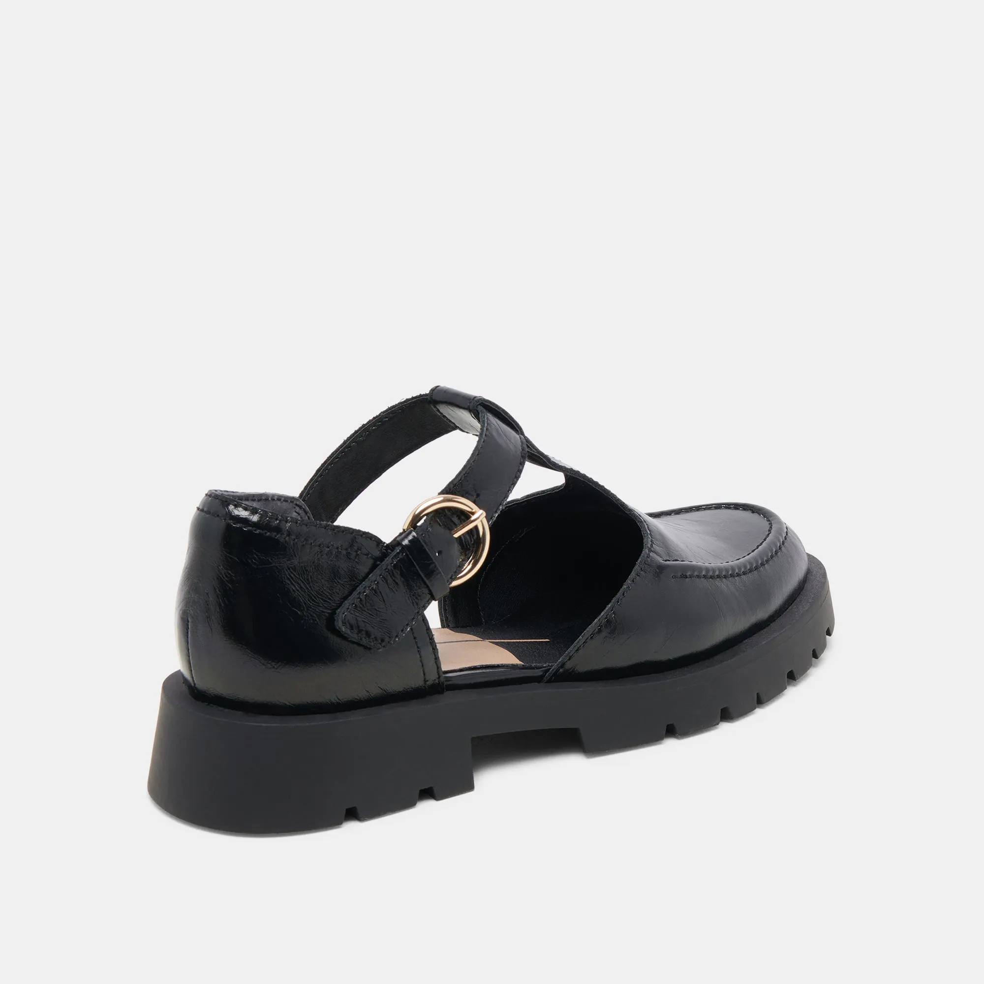 EMILIO FLATS CUIR VERNI FROISSÉ MINUIT