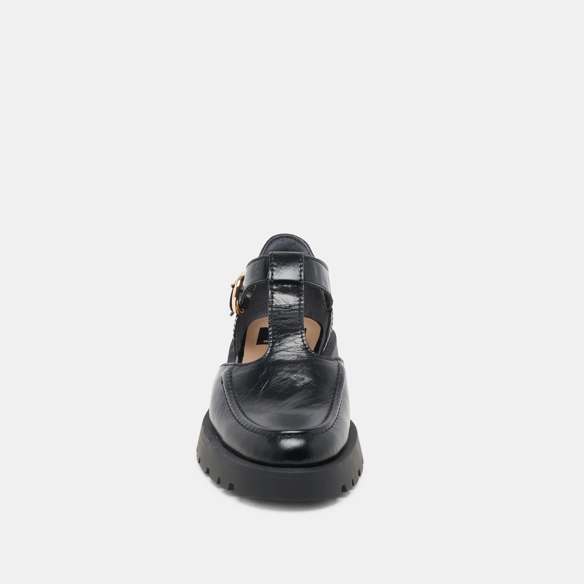 EMILIO FLATS CUIR VERNI FROISSÉ MINUIT