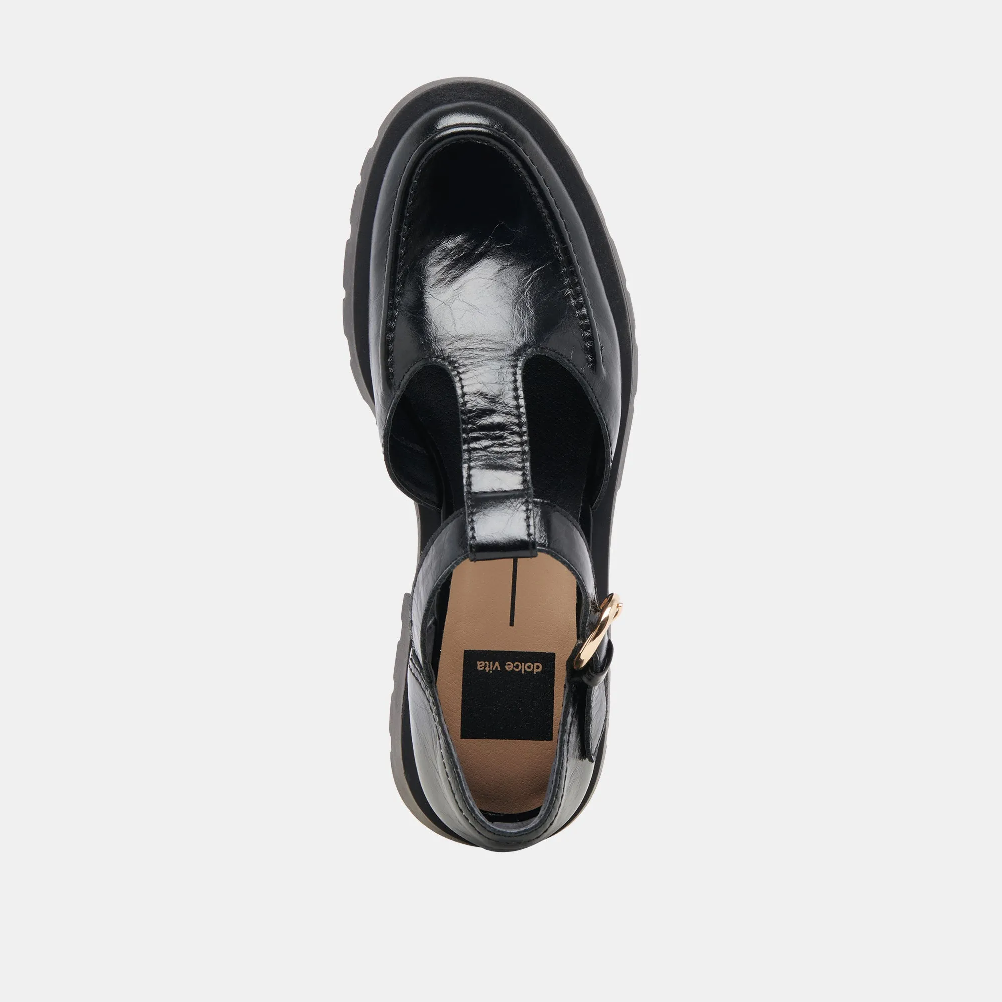 EMILIO FLATS CUIR VERNI FROISSÉ MINUIT