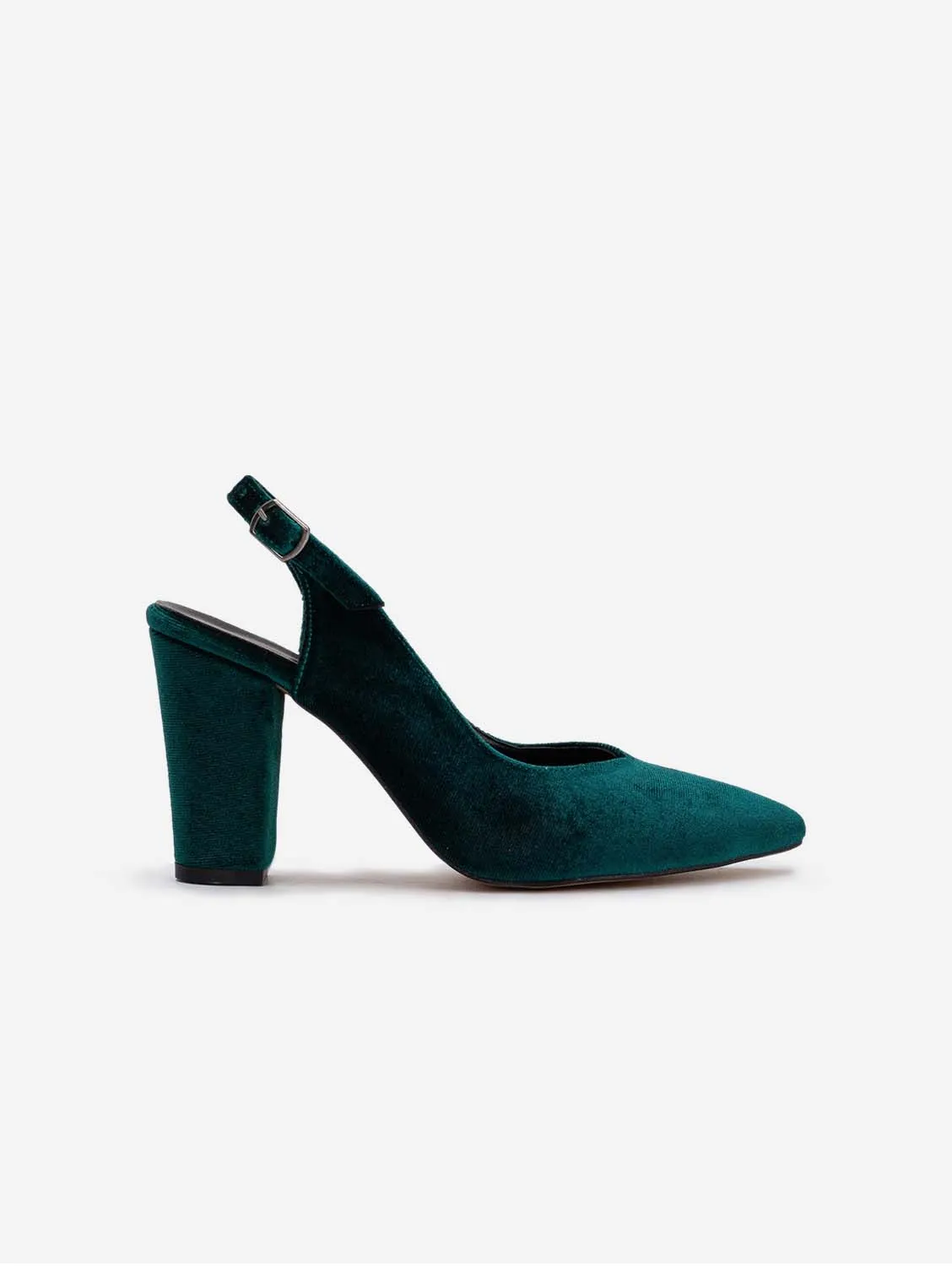 Emma Vegan Velvet Escarpins à Talons Hauts avec Bride Arrière | Vert