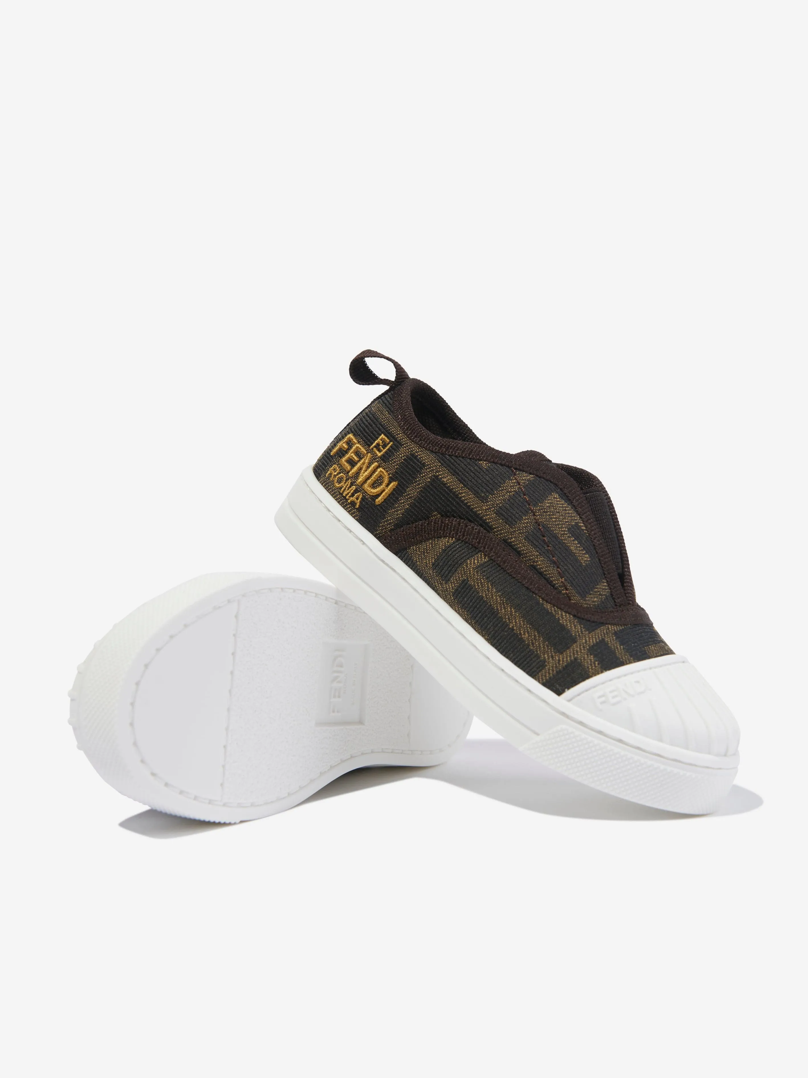 Baskets Fendi Kids à logo FF en marron