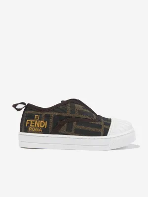 Baskets Fendi Kids à logo FF en marron