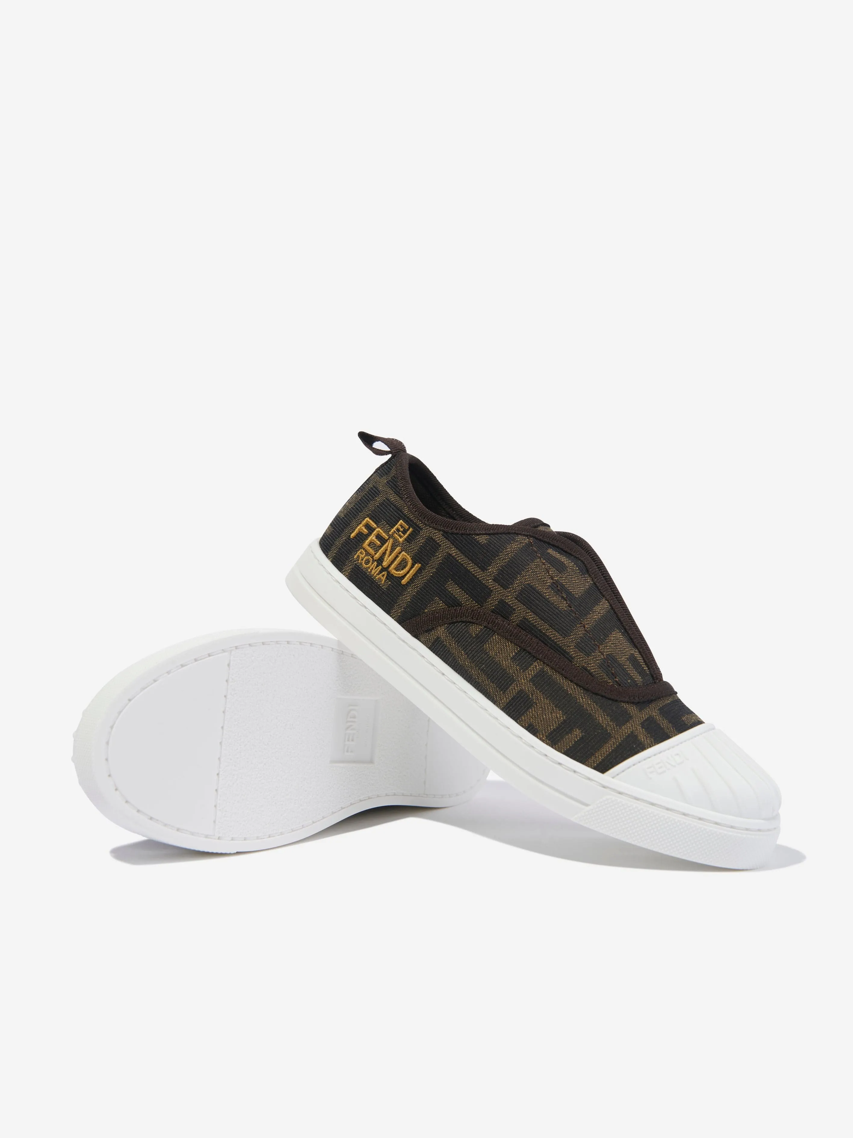 Baskets Fendi Kids à logo FF en marron