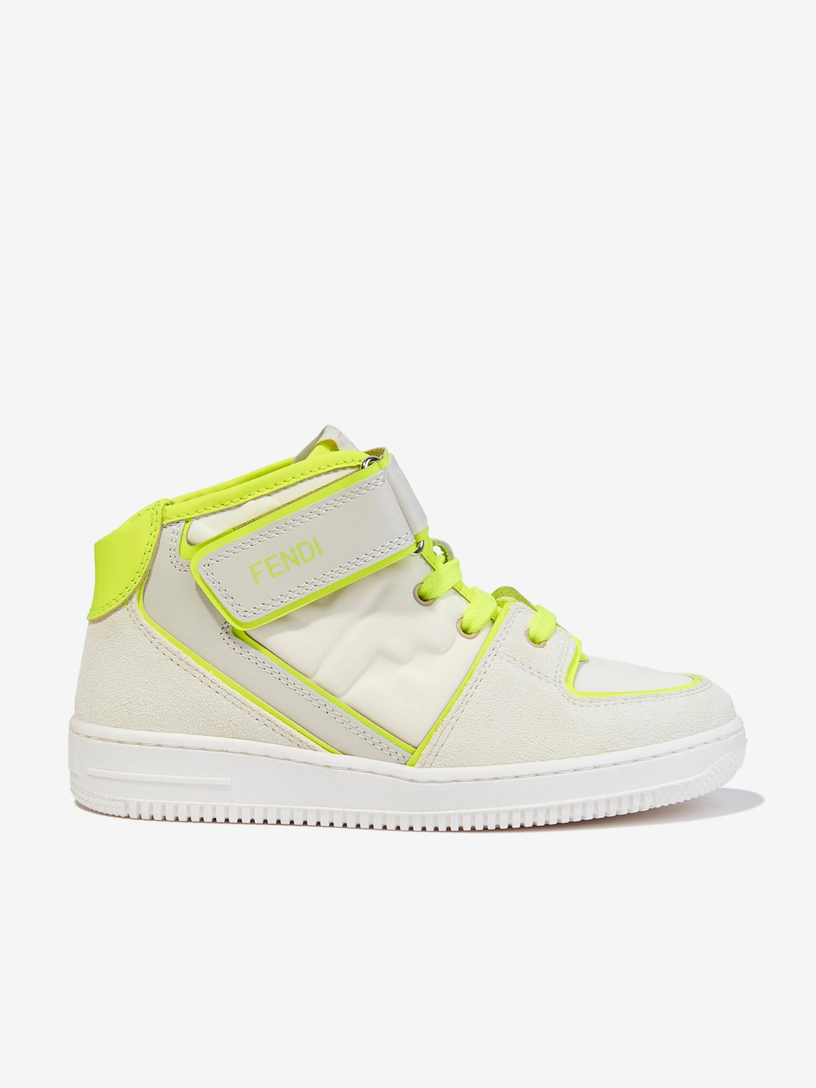 Baskets en cuir Fendi Kids avec logo en ivoire