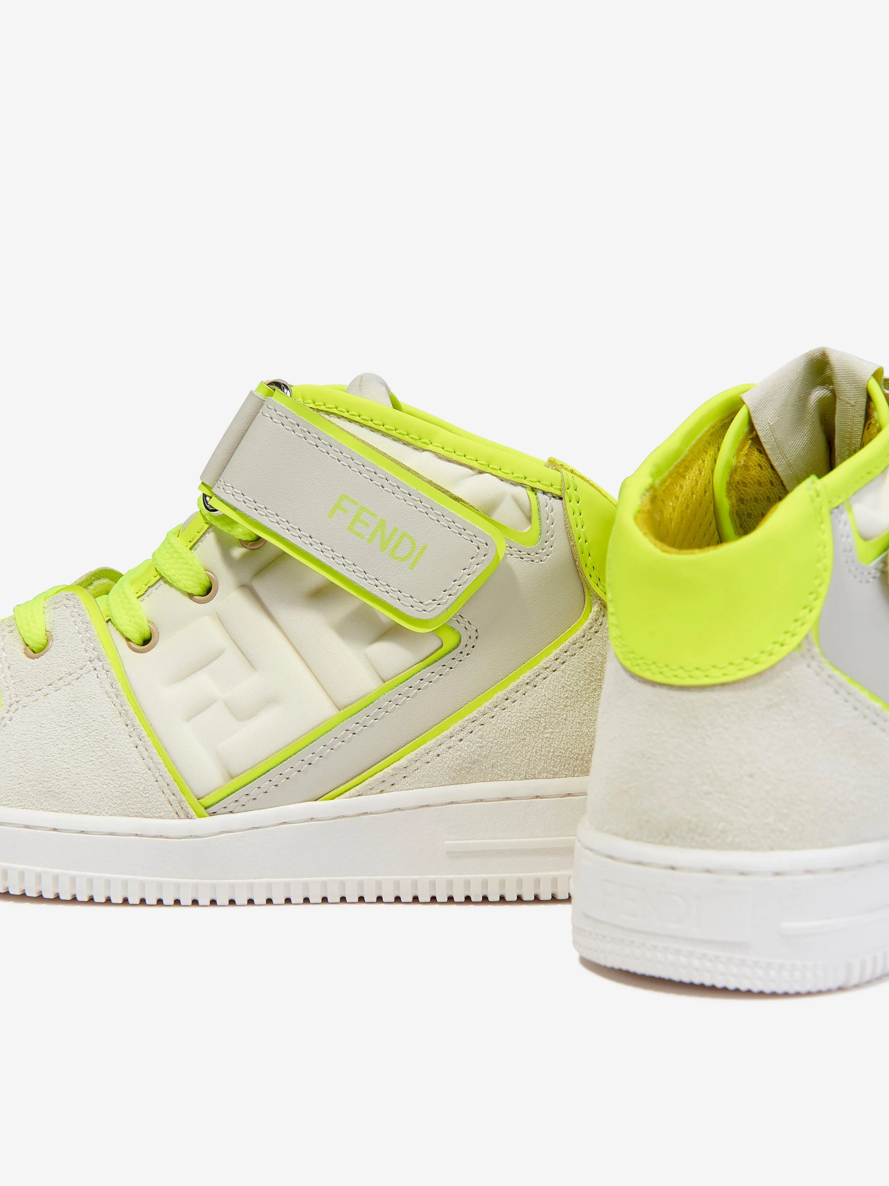 Baskets en cuir Fendi Kids avec logo en ivoire
