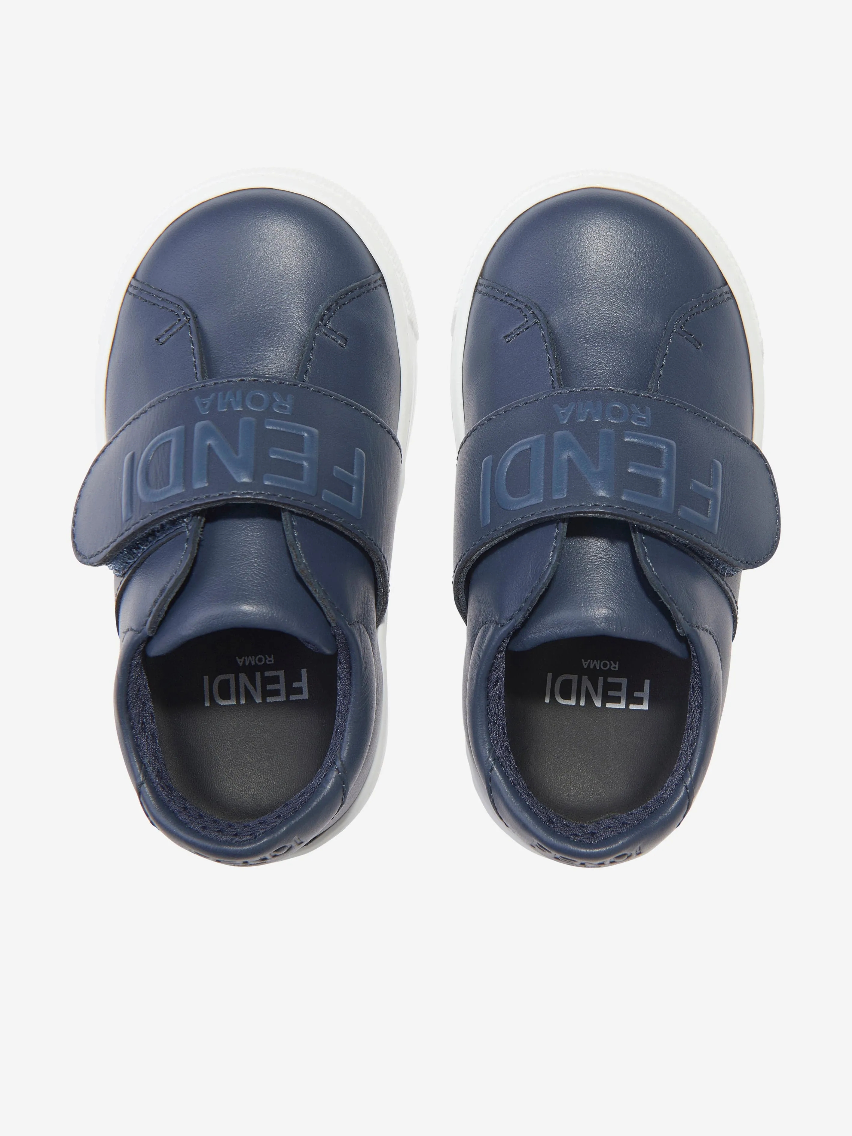 Baskets en cuir Fendi Kids avec logo en bleu marine