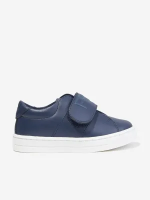Baskets en cuir Fendi Kids avec logo en bleu marine